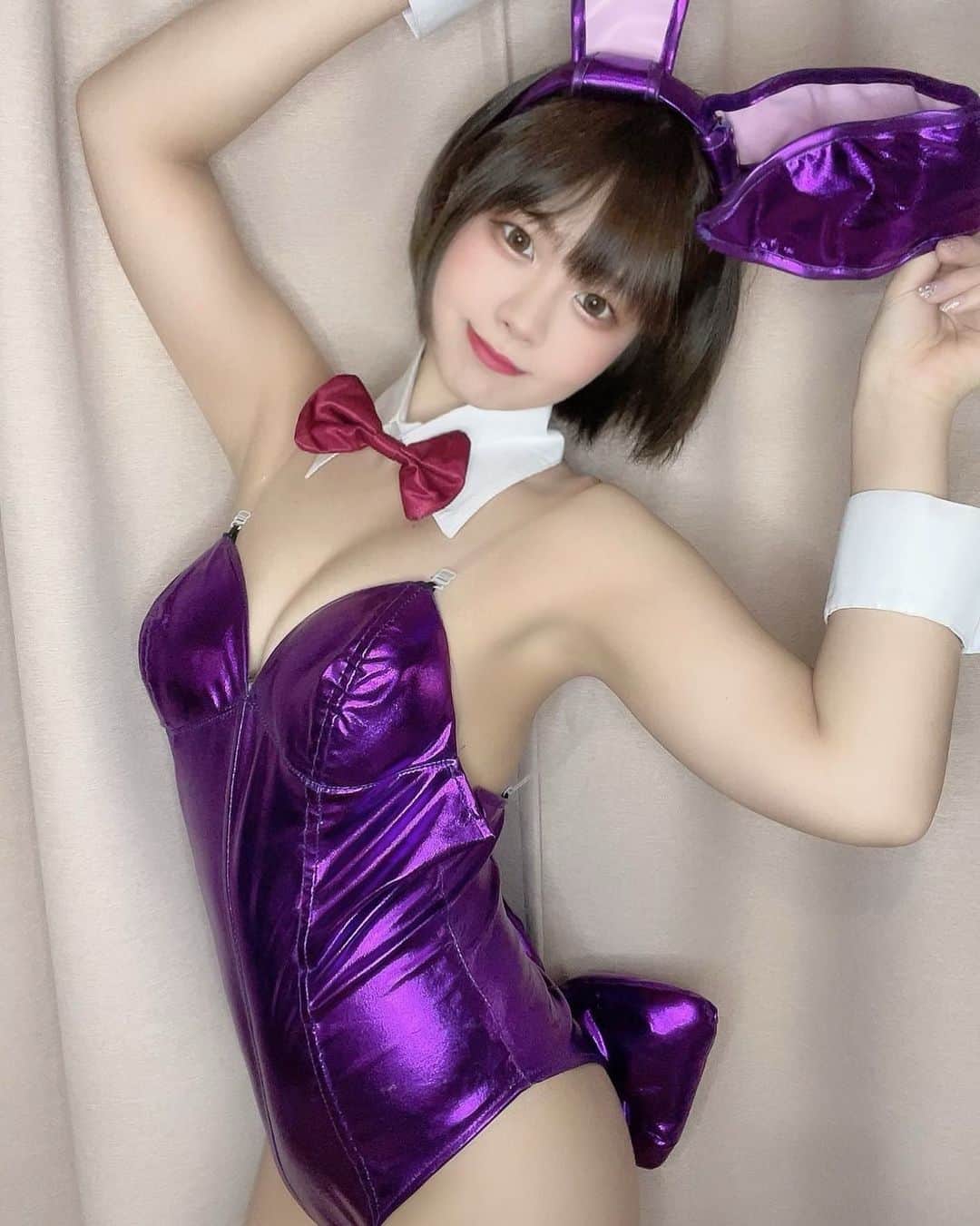 えれなのインスタグラム：「むらさきバニたん🐰  今日は制服イベント１日目💓💓 ブレザーの予定です🏫 ' #バーレスク大阪#バーレスク大阪えれな  #バーレスク#バーレスク東京 #北新地#大阪観光  #ショートカット  #ショートヘア#ショートヘアー女子  #童顔女子#ロリ#バニーガール #アイドル#バニーガールコスプレ  #ロリ巨乳#インスタ映え #グラビア撮影 #ロリ顔 #大阪#梅田#ショートヘアー  #グラドル自撮り部 #童顔巨乳 #エンタメ活動を止めない  #burlesque#burlesqueosaka #burlesquetokyo#gravureidol  #gravure#japanesegirl」