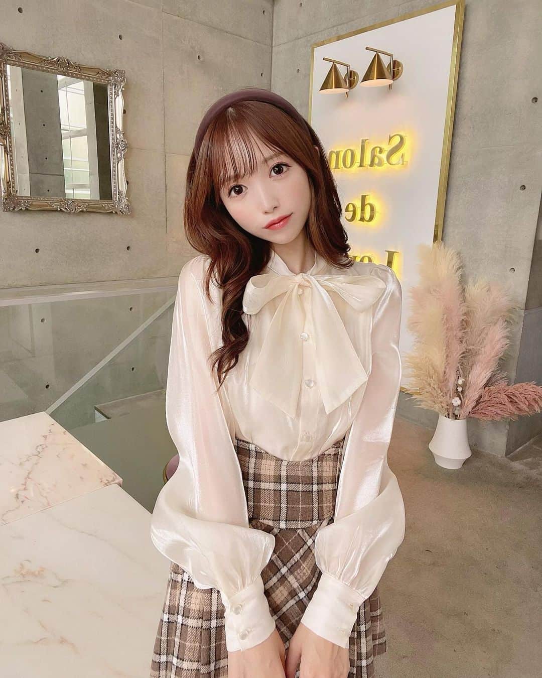 フリーサイズ ミシェルマカロン フレアチェックスカート レッド フレア