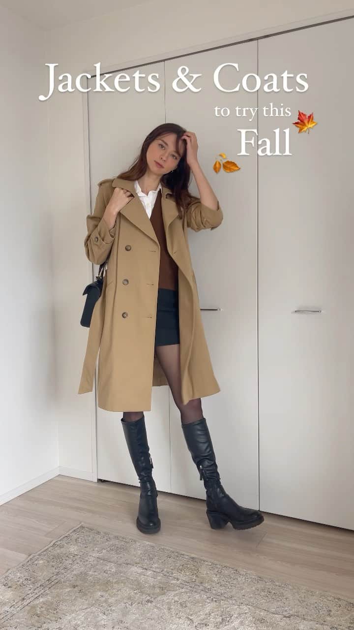 ALEXAのインスタグラム：「Must try them all 🧥✨ Are any of them your everyday go-to? Let me know in the comments below 😊👇  1st: @sezane trench 2nd: @zara oversized coat 3rd: @andotherstories wool vest 4th: @rouje jacket」