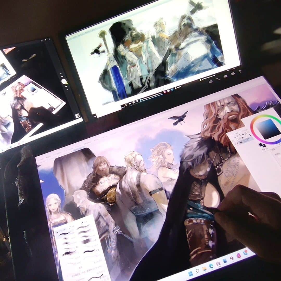 石田スイさんのインスタグラム写真 - (石田スイInstagram)「@SantaMonicaStudio　@PlayStation  ＧＯＷ最新作、ゴッドオブウォーラグナロクに 力添えできることを光栄に思います！  神々トール一族を漫画と絵画的なタッチで表現しました。  "God of War Ragnarok" I drew a family portrait of the Thor clan Expressed in comics and classical paintings!  #GodofWarRagnarok」10月14日 22時20分 - ishida_____sui