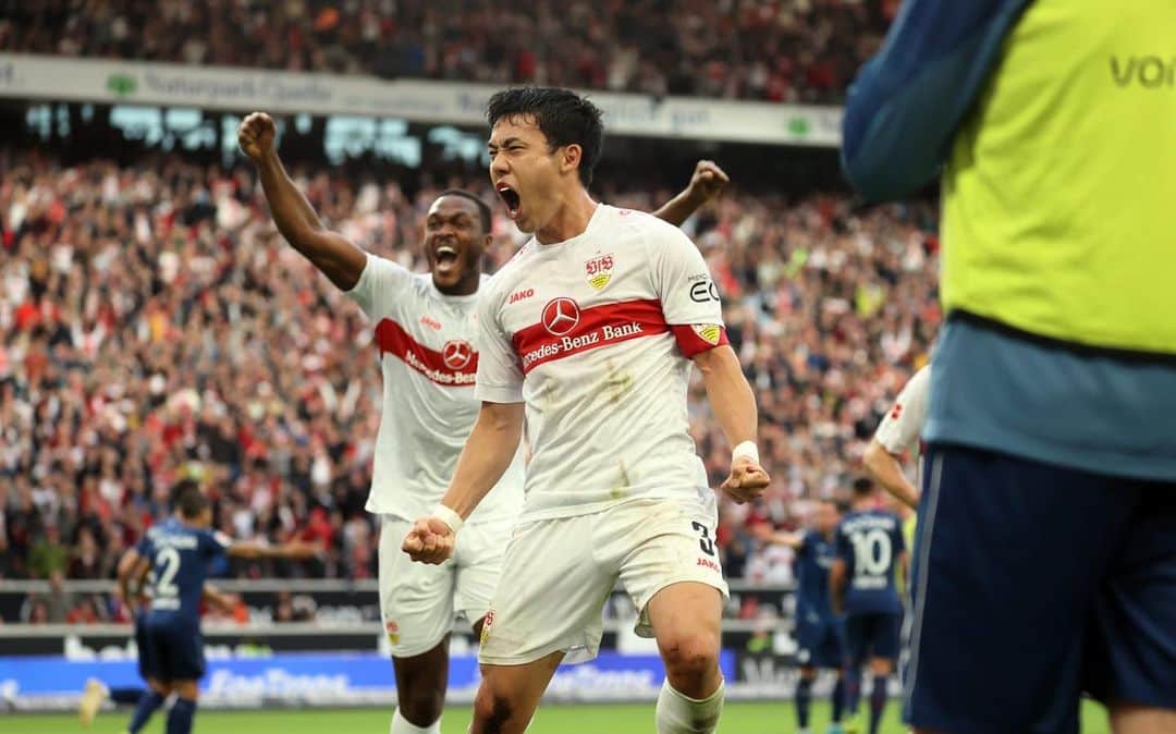 遠藤航のインスタグラム：「+3🔥 . #vfb #stuttgart #germany #🇩🇪 #bundesliga #win #goal #football #⚽️  . #シュツットガルト #ブンデスリーガ」