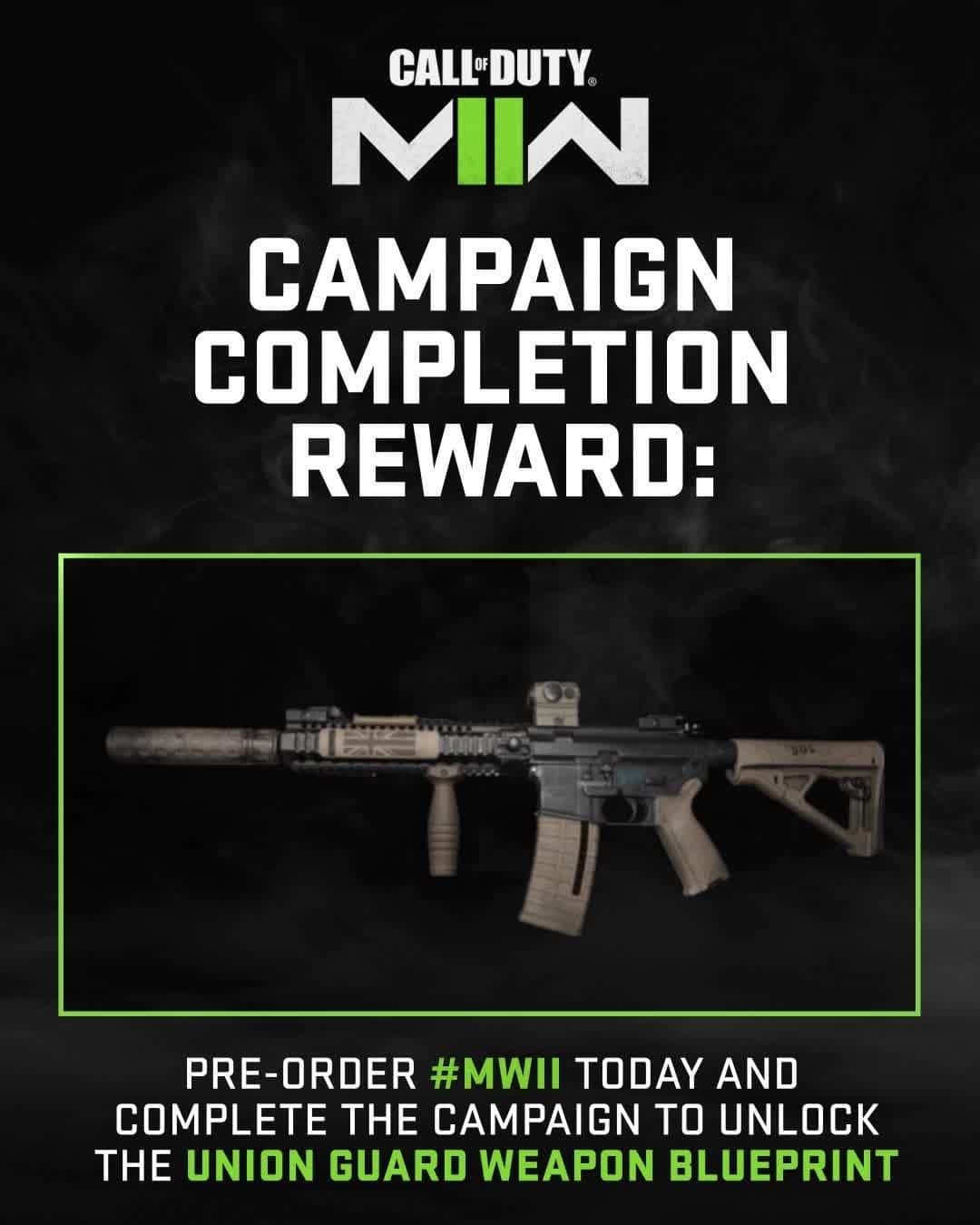 Call of Dutyのインスタグラム：「Keep your armory stocked and unlock the Union Guard Weapon Blueprint as one of the many rewards for completing Campaign 🔥  Get a head start before Oct 28 with a #MWII digital pre-order: bit.ly/MWIIPREORDER」