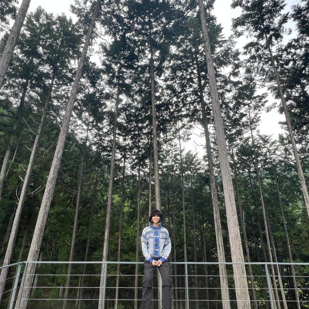 YUAさんのインスタグラム写真 - (YUAInstagram)「@moretrees_jp  @team_woodchange   スギの木は本当にまっすぐで、 自然界にこんな直線があるんだなぁと感心してしまう。 でも、たまに斜めに生えてくるスギがいたり、 生えすぎてしまう事があるそうで『間伐』という作業が 林業では欠かせないそうです。  日光が上手く当たらなくなり、健康な森林を保てなくなるのを 防ぐために増やすだけではなく、木を切って 生活に使っていくことも自然保全のうちなんですね。  そして、滝 は24時間休むことなく落ちていて、すごい。 たまにこっそり休んでいるのかもしれないけど、 休むと様々な生態系が崩れて、色々な所から苦情が来るだろうから、止まることなく落ち続けてくれてる。 いつもご苦労様です。」10月16日 15時54分 - yuakky