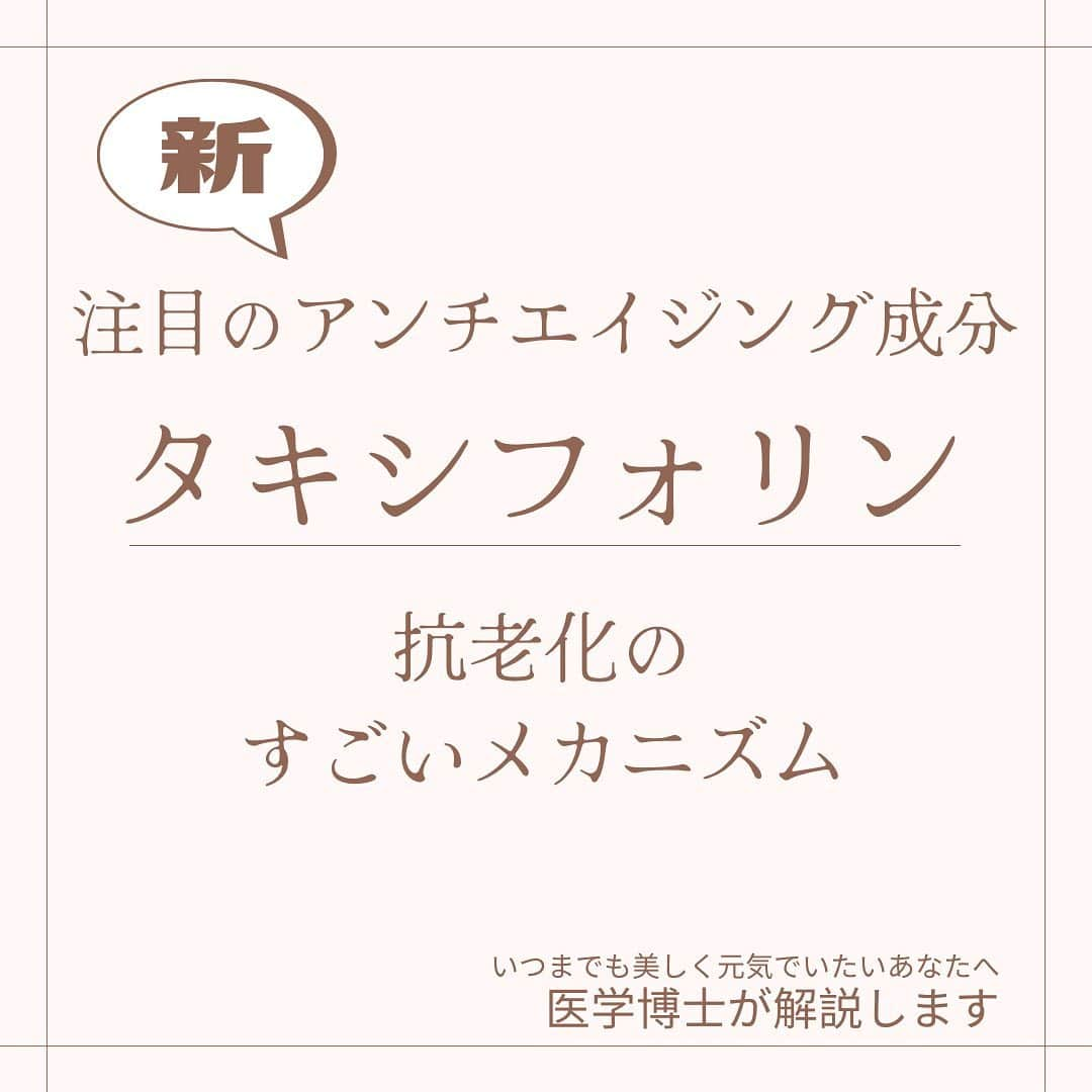 櫻井麻美のインスタグラム：「近年、老化と病気の原因は"炎症"だと考えられるようになりました。  これからは「抗炎症」がアンチエイジングの鍵となります。  そこで注目されているのが、 強力な抗炎症作用を持つフラボノイド "タキシフォリン"です。  ・シミができたから美白剤を塗る ・花粉症になったから鼻の粘膜を焼く ・糖尿病になったからインスリン分泌促進薬を飲む など…  どれもそれぞれ別々の対処療法が必要になりますが （それも大切です） その前に全ての大元である "炎症"を抑えることができれば、  あらゆる老化現象・病気に対して 一気にアプローチできるのです🙌  まさに私が求めていた成分でした✨✨ 私はこのタキシフォリンの可能性に魅了され、 タキシフォリンの研究を始めたのでした。  ここではアンチエイジングが日々の課題でもある アラフォー医学博士の視点で そういった情報を発信していこうと思います。  一緒に、綺麗になりましょう🥰  #アンチエイジング #エイジングケア #炎症 #抗炎症  #タキシフォリン #taxifolin #老化 #老化防止  #老化は治せる #医学博士 #アラフォーライフ  #アラフォー美容  #美容家 @mamiosakurai  #櫻井麻美」