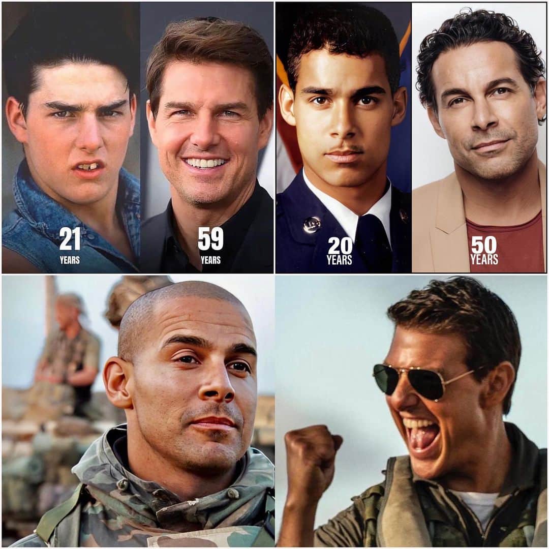 ジョン・ウエルタスのインスタグラム：「Celebrating #veteransday is always an honor and very nostalgic.  When I saw the OG #topgun, I believe it inspired a calling in me…whatever it is for others that inspires my fellow #veteran brothers & sisters to serve, may you cherish it and pass the idea of it onto the next crop.  One of my favorite gigs was getting the opportunity to portray a real person…Tony Espera, a Marine in HBO’s #generationkill - it was an honor to uphold the integrity of his character and his units story. And I hope it ignited something that a few were feeling inside…that desire to serve our fellow countrymen/women with honor, bravery and integrity. As part of celebrating this day, I had some fun and put together one of those #age overtime thangs! @tomcruise ain’t got nothin’ on me!!!」