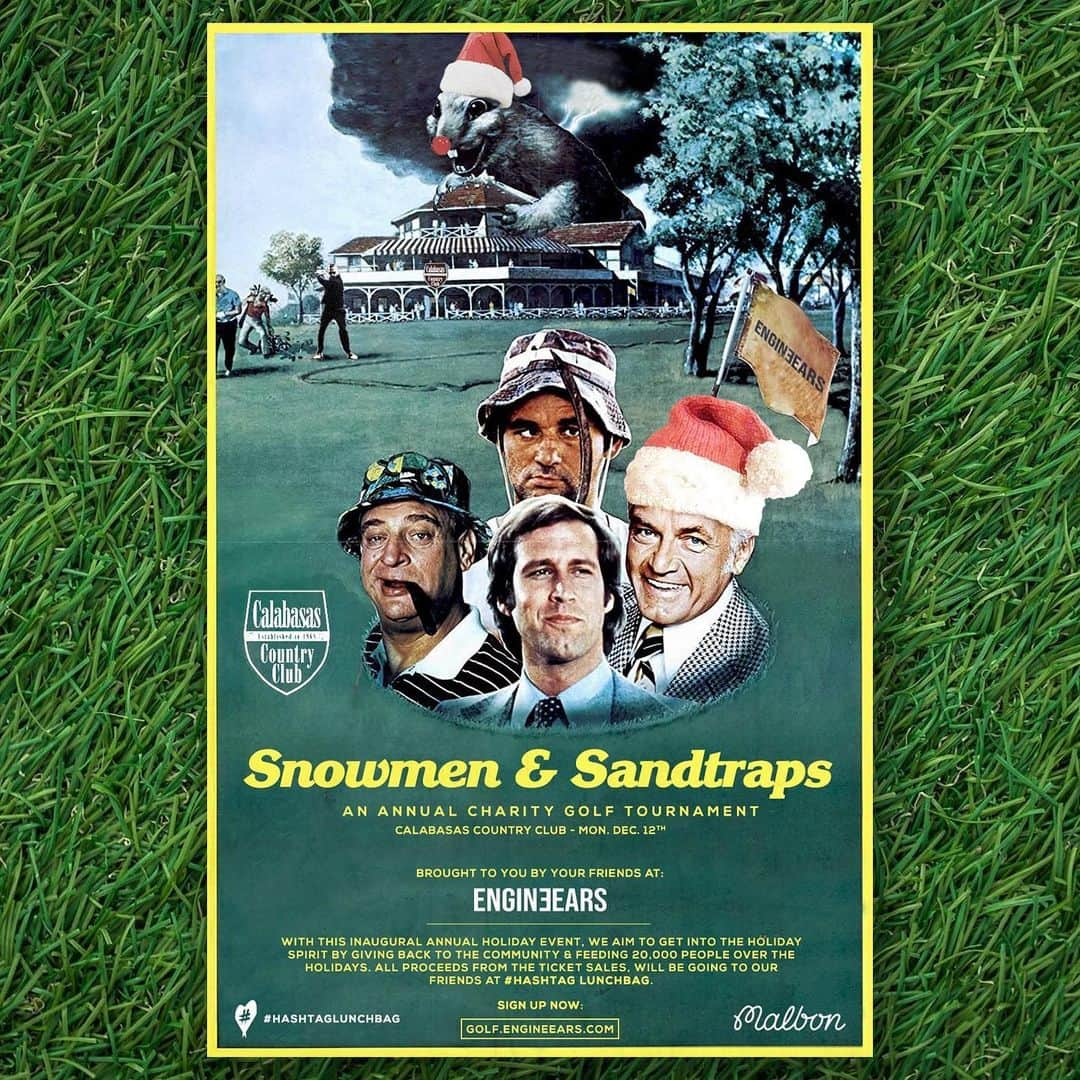 MAN DAYNARDのインスタグラム：「Very excited about this one. Over the holidays @engineears will be hosting a special charity golf tournament at our favorite course, Calabasas Country Club. Limited space available and all proceeds go to the community via our friends @hashtaglunchbag  Thank you to all those who are involved and supporting the cause!   @malbongolf @grandtactics   #engineears #hashtaglunchbag #golf」