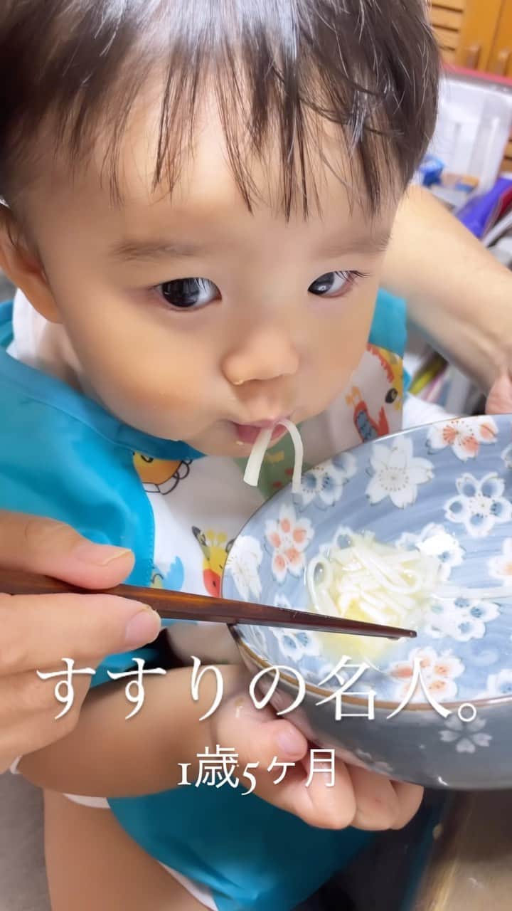 のインスタグラム：「#ズズズズー #咀嚼音 #ASMR #男の子ママ#男の子#ママ#子育て#育児 #うどん#麺すすり」