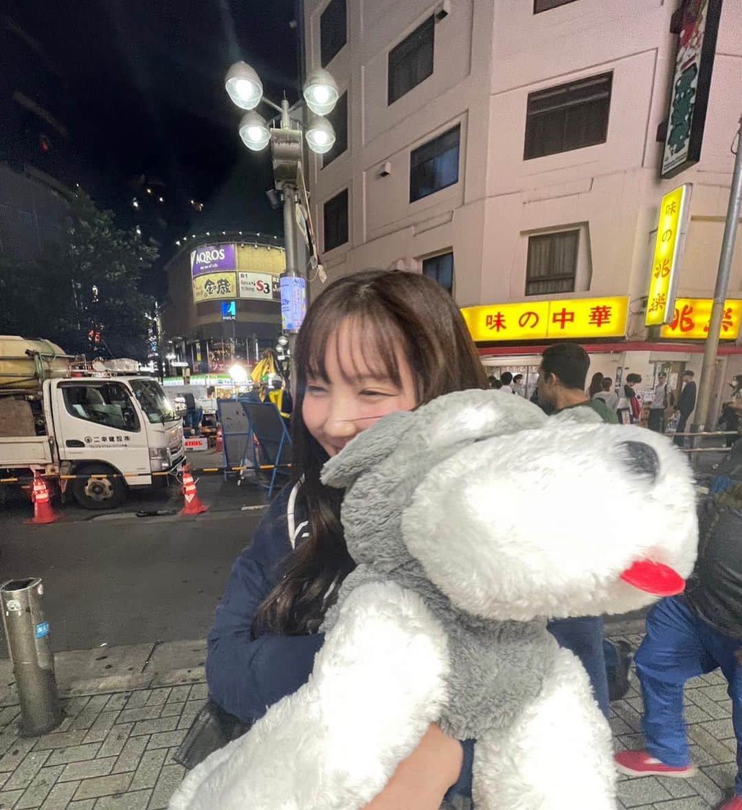 小笠原星さんのインスタグラム写真 - (小笠原星Instagram)「U^ェ^U 夜プリクラ撮ろうとしたらもう終わってたから 目の前にあったUFOキャッチャーしたら 2回？くらいで撮れちゃった大型シュナ🫶」11月13日 22時10分 - akarinbaby