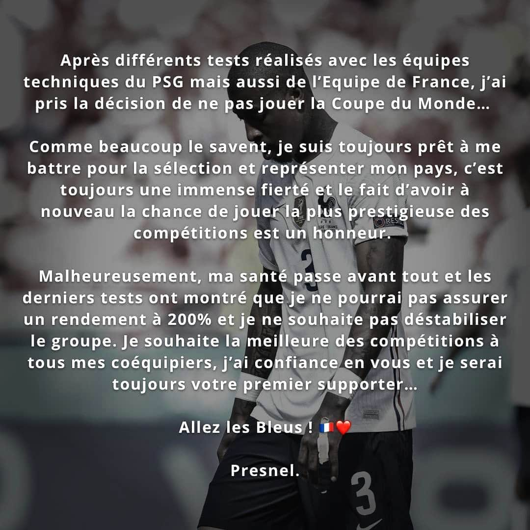 プレスネル・キンペンベさんのインスタグラム写真 - (プレスネル・キンペンベInstagram)「🇫🇷❤️🙏🏽」11月14日 18時51分 - kimpembe3