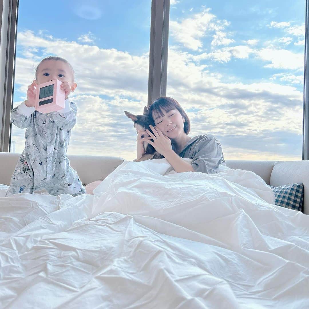 浜田翔子さんのインスタグラム写真 - (浜田翔子Instagram)「😪𝕫𝕫𝕫𝕫  クイーンサイズの羽毛布団🪶 すっごい軽くて暖かく ほこりや臭いが少ないので ベビ（今生後10ヶ月）も一緒に寝れる安心お布団‼︎  高級ホテルでも使われていて カバーありで使ってもだけどなしが気持ちよくて 真っ白でふわふわ☁️☁️☁️ お気に入り😌☁️☁️  睡眠大切だよね🥺🐶👶🏻👵  10月26日からMakuakeにてzero o’clock羽毛布団 販売されてますので是非チェックしてみてください♡  PR @zero_oclock.official #羽毛布団 #寝具 #布団 #掛け布団 #快眠  #makuake #グース布団 #zeroo’clockスタンダードライン羽毛布団」11月14日 14時29分 - shoko_hamada