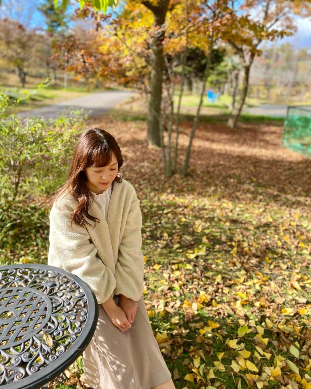 石橋美希さんのインスタグラム写真 - (石橋美希Instagram)「八幡平のサラダファームへ🍁  偶然、アルパカさんのお散歩に遭遇🦙 記念に写真を撮ってもらいました✌🏻💗 もふもふに包まれて思わず笑顔に🥰  アルパカパカ🦙🦙🦙 佇まいと表情がほのぼのしていて 本当にかわいかった〜💘  園内の木々も色づいていて お散歩しながら紅葉を楽しんできました😌🩰 イチョウの絨毯もきれいでしたよ🍁  今年はたくさん紅葉狩りを満喫できました☺️🍁  #岩手　#八幡平　#観光　#サラダファーム #アルパカ　#散歩　#動物　#animal #kawaii  #秋　#紅葉　#景色　#紅葉狩り #休日 #アナウンサー　#めんこいテレビ　#石橋美希」11月14日 16時30分 - miki_ishibashi_mit