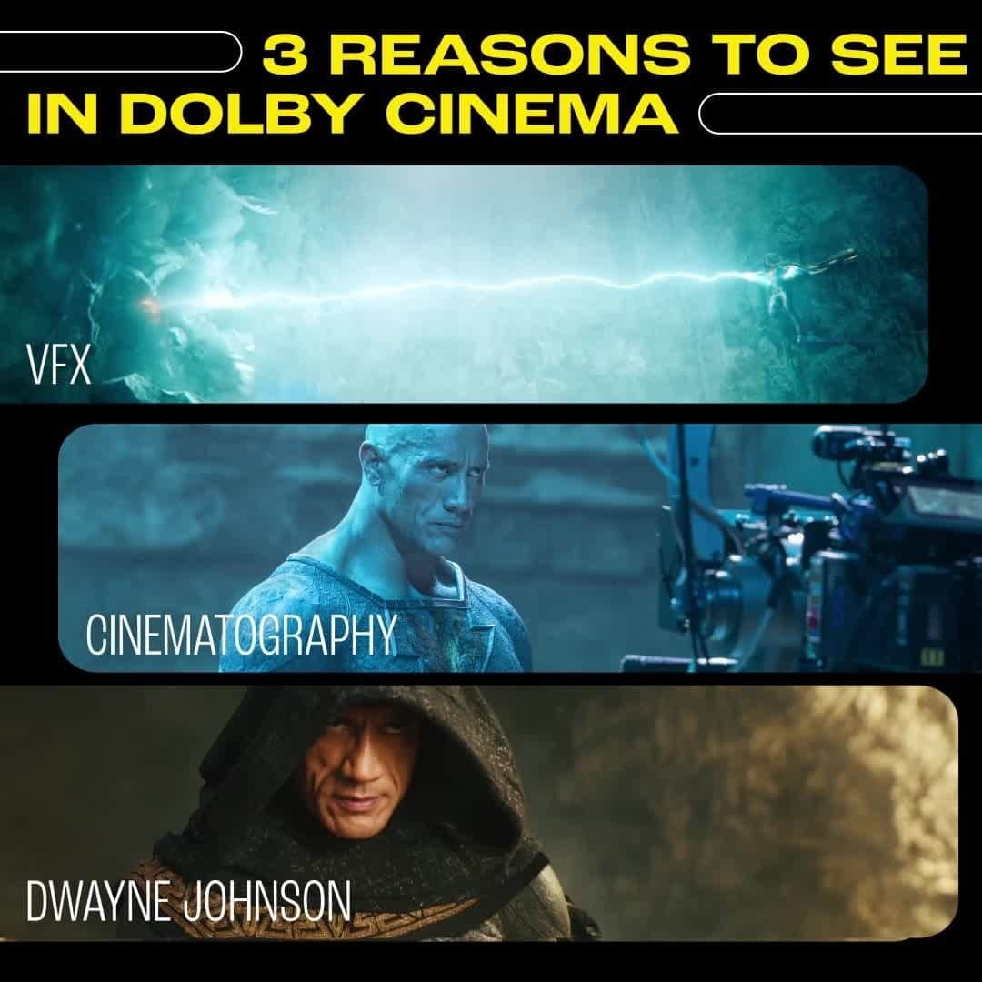 のインスタグラム：「There aren’t just 3 reasons to see Black Adam at a #DolbyCinema, there’s 300…but these are the best. Get your tickets today!」
