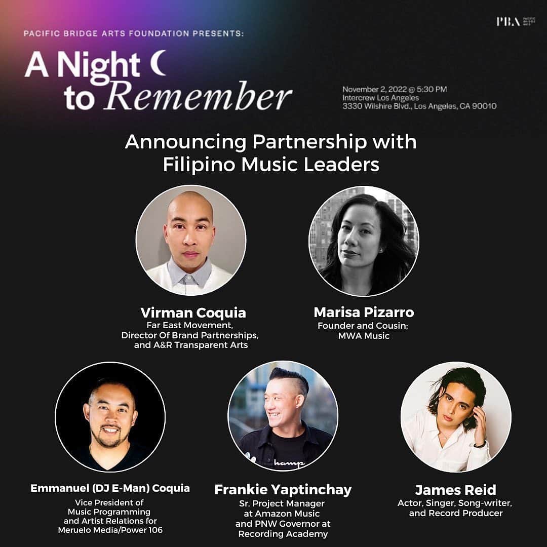 Far East Movementさんのインスタグラム写真 - (Far East MovementInstagram)「🌐 @fareastmovement and @transparentfeed will be hosting a special night celebrating AAPI’s in the music industry, present and future with @pacificbridgearts , honoring the PBA mentors that have that have won or been nominated for a GRAMMY, along with spotlighting the recipients of our PBA GRAAMY Camp scholarships and Musical Scholarship.   For Filipino American History Month, PBA is also excited to announce the collaboration with Filipino Music Leaders committee and their selection of a student in the Filipino American community for a Musical Scholarship.  This is a private event at @intercrewla , but if you are interested in supporting Pacific Bridge Arts for future music scholarships, there are limited tickets available to purchase:  tinyurl.com/PBANightToRemember」10月25日 4時53分 - fareastmovement