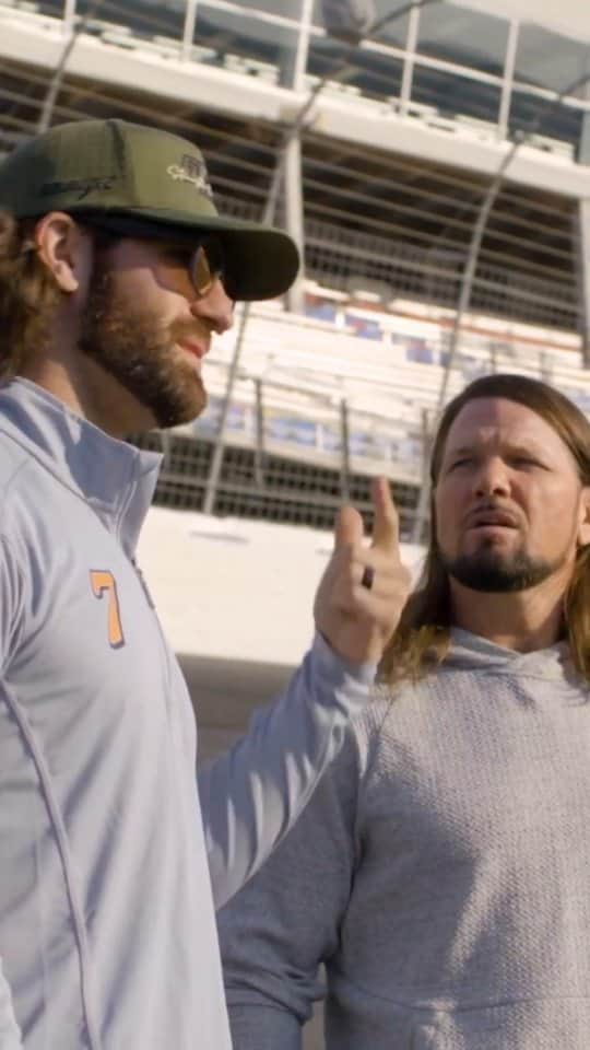 アレン・ジョーンズのインスタグラム：「When @WWE and @NASCAR crossover, you know you're in for a good time. It was a blast getting @ajstylesp1 on the track. Next stop, I'll be getting in the ring. Go to the WWE on USA YouTube to watch the full video.」