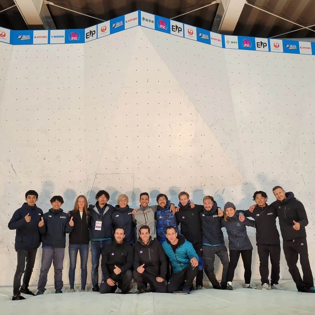 渡邉海人のインスタグラム：「World Cup in Morioka💥  First experience of setting for @ifsclimbing world cup is over!! it was such a great experience to me. I want to say thank you our team @remisamyn_climbing @tomaoleksy @sergioverdasco @hungrylatvian @tsukuru_8611 @yankeeeeeeeeeee   #THE1 competition is coming this weekend. I'll give it my best shot!! @8611inc @bpump_ogikubo @frictionlabs @suuuuupastrong #worldcupclimbing #routesetting #routesetter」