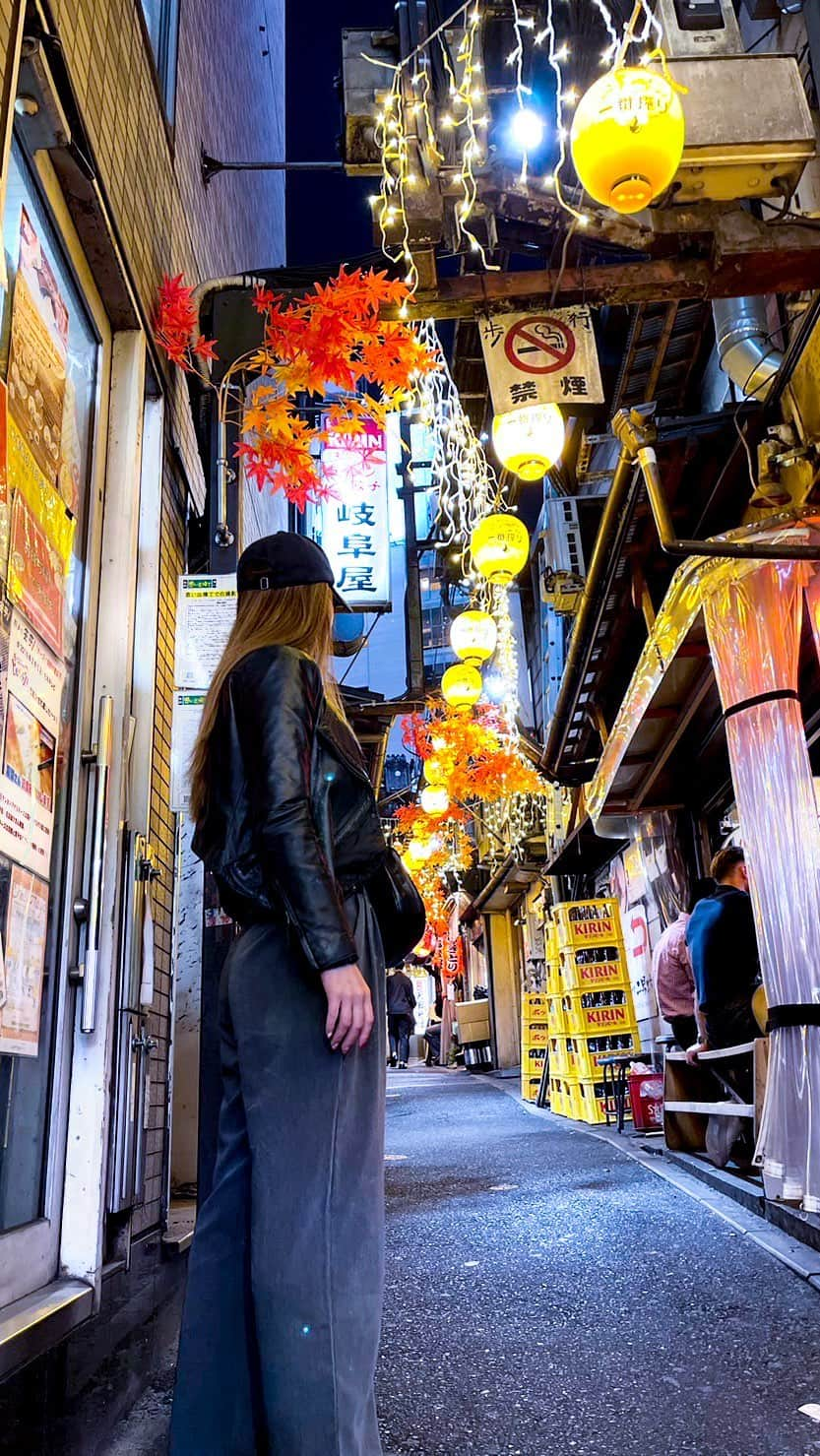 YUCAMAMEのインスタグラム：「🍁🍁🍁  秋は紅葉が飾られていて可愛かった❤️  📍新宿西口思い出横丁(Omoide-Yokocho) 戦後から続く昭和レトロでノスタルジックな雰囲気のある飲屋街🍻  〒160-0023 東京都新宿区西新宿１丁目２  1 Chome-2 Nishishinjuku, Shinjuku City, Tokyo 160-0023  #東京女子部 #新宿 #東京観光 #新宿西口思い出横丁 #思い出横丁 #tokyo #tokyojapan #shinjuku #tokyogirls #nightphotography #nightview」