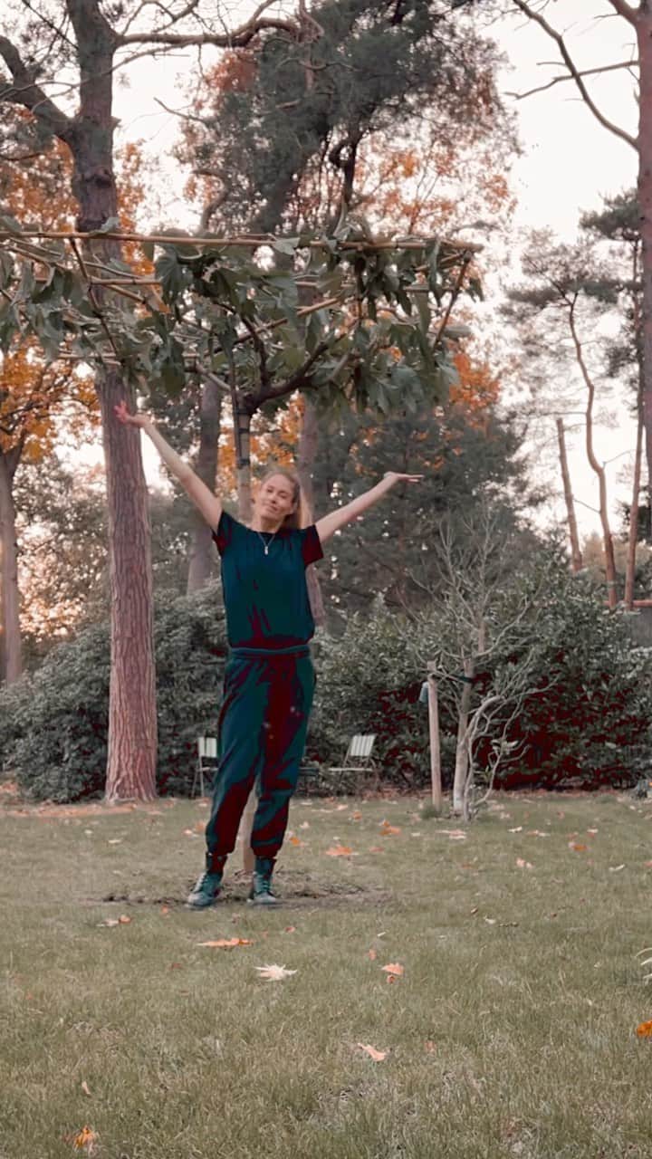 ドウツェン・クロースのインスタグラム：「I’m laughing while making this reel! When the tree arrived Sunnery gave me this kind of look like he does when he knows I need his help in the garden 🤣 There's a first time for everything! Today we planted a tree @sunneryjames 🍂」