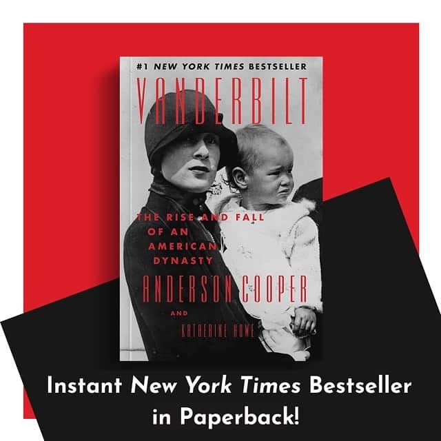 アンダーソン・クーパーのインスタグラム：「The paperback edition of VANDERBILT has been on the @nytimes BestSellers list for 5 weeks! I’m so grateful, and I hope you enjoy reading it!」