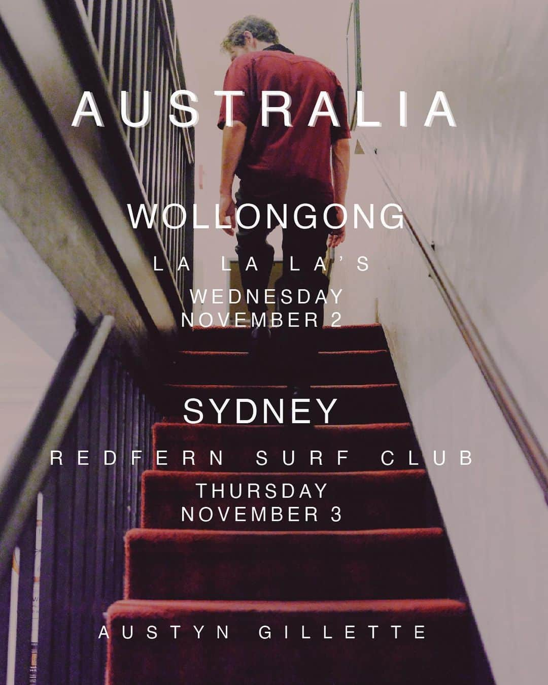 オースティン・ジレットさんのインスタグラム写真 - (オースティン・ジレットInstagram)「Dear Australia, I’ll be playing some shows next week in Wollongong and Sydney, come gather🍷. Nov 2- Wollongong- la la la’s  Nov 3- Sydney - Redfern surf club」10月27日 13時44分 - austyngillette