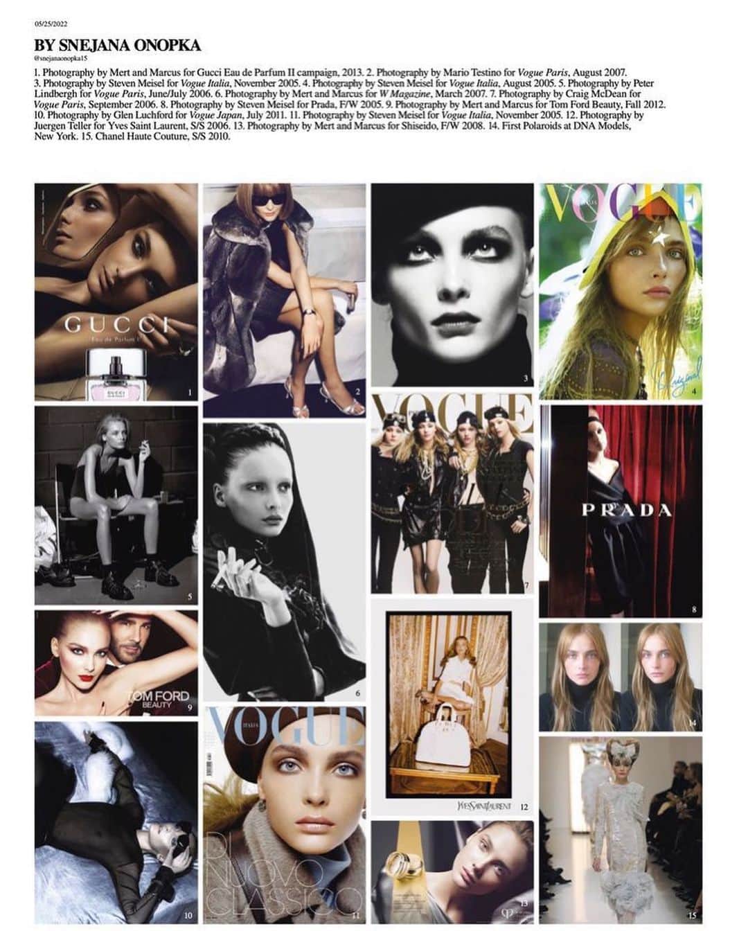 スネジャナ・オノプカのインスタグラム：「I want to tell a huge thank you to @ezrapetronio and @selfservicemagazine for including me in the legendary supermodels edition!!! To me it’s a honor to appear with Icons like Kate Moss , Shalom, Claudia … Incredible muses that have inspired me throughout my career 🫶🫶🫶」