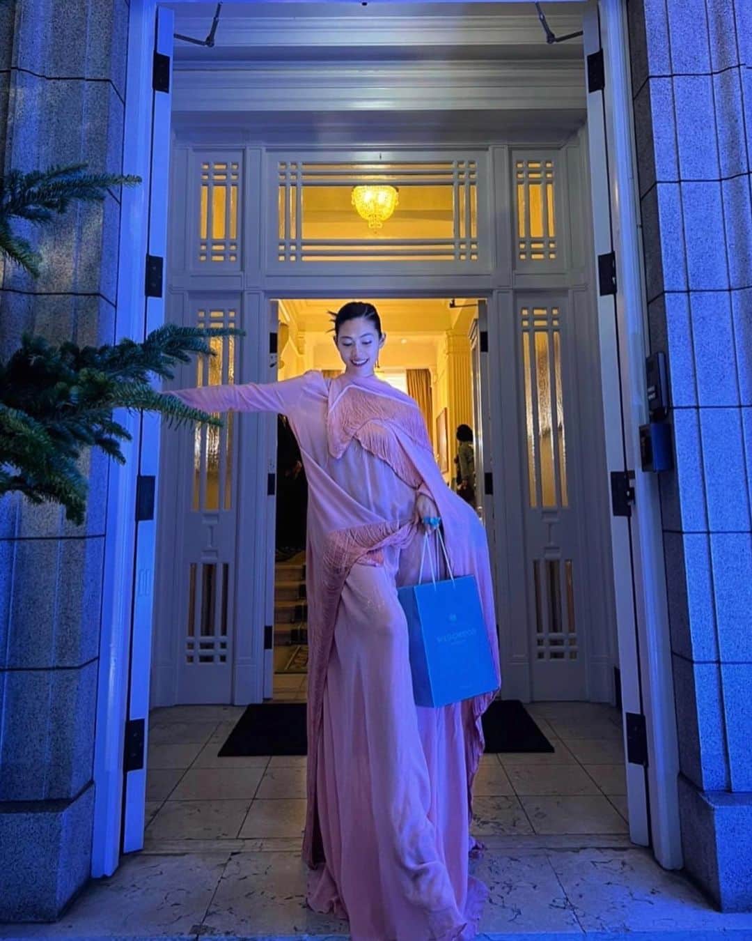 森星のインスタグラム：「Stepping into the world of @wedgwood 🦋 Beautiful night at the British embassy🇬🇧Thank you!」