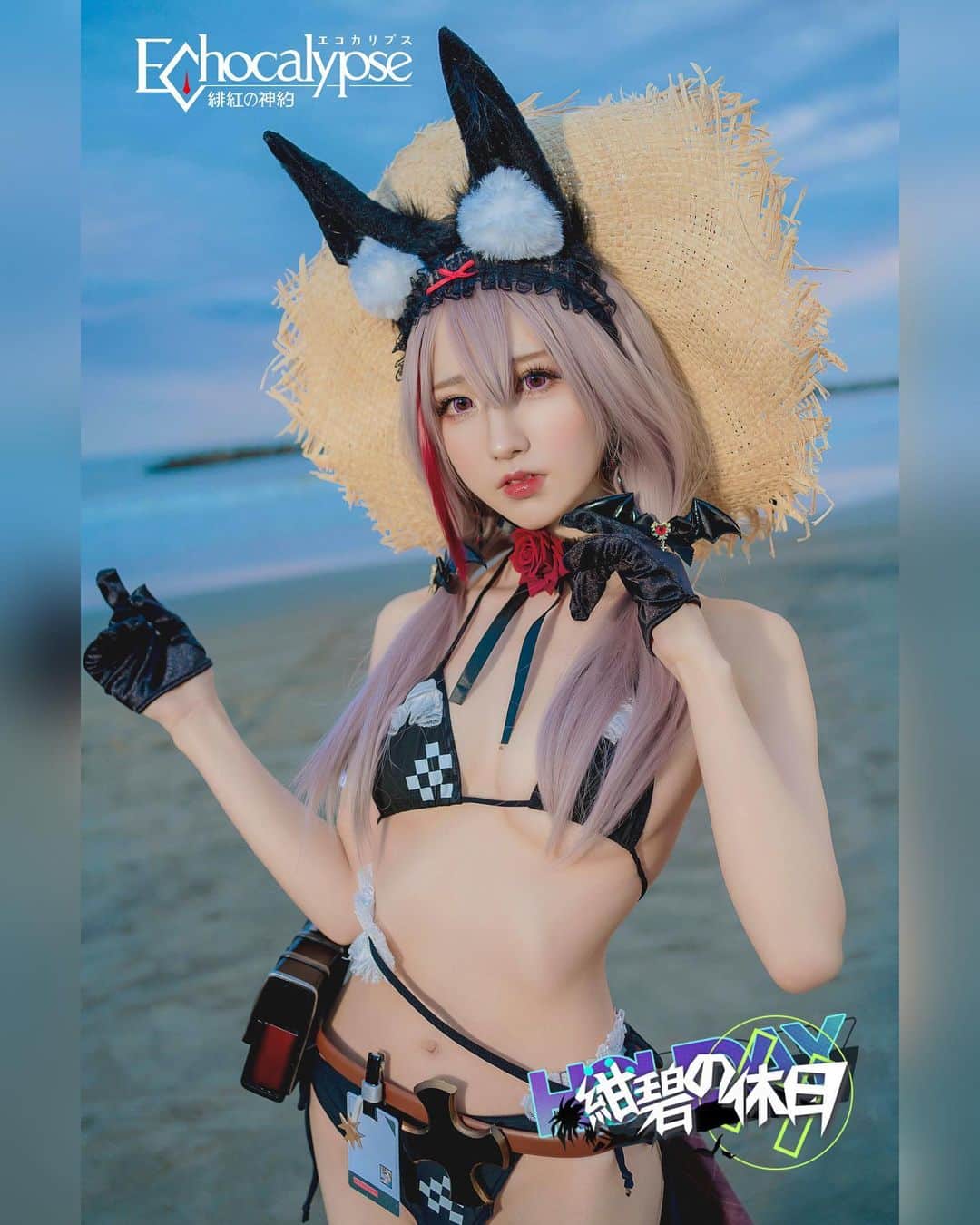 てーらのインスタグラム：「『Echocalypse  -緋紅の神約-』のCMにカミラちゃん（ビーチの支配者スキン）で出演してます♥️🦇  見たら教えてね！  #Echocalypse   #エコカリ」