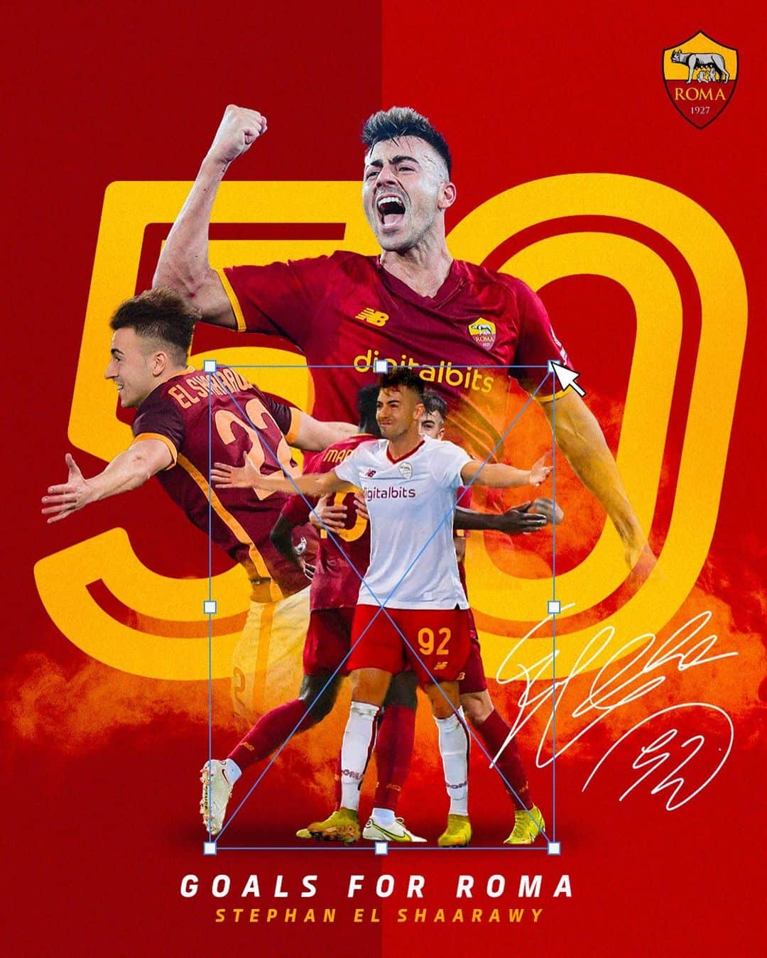 ステファン・エル・シャーラウィさんのインスタグラム写真 - (ステファン・エル・シャーラウィInstagram)「Elsha_50goals_V2.jpg ✅  #ASRoma #VeronaRoma」11月1日 4時46分 - stewel92