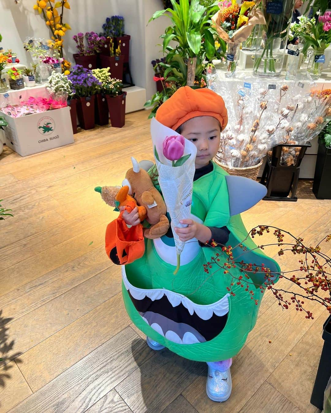 鈴木麻衣花のインスタグラム：「Trick or Treat! Trick or Flower!  楽しませてくれた皆様、ありがとうございました♡  #happyhalloween2022#娘4歳#息子0歳9ヶ月」