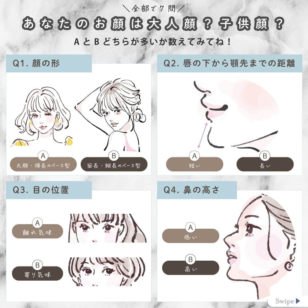 GOUKAKU［ゴウカク］さんのインスタグラム写真 - (GOUKAKU［ゴウカク］Instagram)「@rinmi_official ◀︎やってみて『顔タイプ診断』💎 みなさんは『顔タイプ診断』を知っていますか？  自分の『顔タイプ』をすることで 自分に似合うお洋服の系統や柄、髪型、メイクまで丸わかり!!😳  ぜひ自分はどのタイプか手鏡をみながらセルフ診断してみてね💗 ・・・・・・・・・・・・・・・・・・・・・・・・・・・・ ＼顔診断のタイプは全部で8種類／ 一つずつタイプに当てはまる芸能人さんたちをご紹介します！ ぜひ参考にしてみてね♡ 🏷キュートタイプ 　有村架純さん・橋本環奈さん 　小倉優子さん・大原櫻子さん・上白石萌音さん  🏷アクティブキュートタイプ 　新垣結衣さん・杉咲花さん・安達祐実さん・広瀬すずさん  🏷フレッシュタイプ 　広末涼子さん・宮崎あおいさん 　生駒里奈さん・榮倉奈々さん・永作博美 さん  🏷クールカジュアルタイプ 　剛力彩芽さん・冨永愛さん 　山本綾さん・家入レオさん・星野真里さん  🏷フェミニンタイプ 　石原さとみさん・佐々木希さん 　白石麻衣さん・深田恭子さん・泉里香さん  🏷ソフトエレガントタイプ 　綾瀬はるかさん・吉田羊さん 　松嶋菜々子さん・仲里依紗さん・吉高由里子さん  🏷エレガントタイプ 　北川景子さん・武井咲さん 　ローラさん・土屋太鳳さん・後藤久美子さん  🏷クールタイプ 　天海祐希さん・松下奈緒さん 　黒木メイサさん・米倉涼子さん・水川あさみさん  どうでしたか？ 芸能人さんたちの顔タイプを知ると なんとなく芸能人さんたちの雰囲気に 当たってる気がして納得しちゃう！ ・・・・・・・・・・・・・・・・・・・・・・・・・・・・ いつも投稿をご覧いただきありがとうございます！ フォローはこちらから▶︎@rinmi_official  @rinmi_official は水曜日と金曜日の週2回、 ブルベさんたちが日々輝けるように ブルベ情報をお届けしています💎  他にも特集してほしいメーカーやコスメが あればコメントで教えてね！  rinmiは全てのブルベ⼥性をさらなる美しさへと導きます🌙  ・・・・・・・・・・・・・・・・・・・・・・・・・・・・ #rinmi #リンミ #凛とした女性 #パーソナルカラー #パーソナルカラー診断 #ブルベ #ブルーベース #美容 #コスメ #顔タイプ診断 #顔タイプ #顔タイプフレッシュ #顔タイプエレガント #顔タイプフェミニン #顔タイプキュート #顔タイプアクティブキュート #顔タイプクールカジュアル #顔タイプクール #顔タイプソフトエレガント #顔タイプメイク #顔タイプコーデ #ブルベコスメ #ブルベ夏 #ブルベ冬 #ブルベ配色 #垢抜ける方法 #垢抜けたい #垢抜けコーデ #垢抜け女子 #ブルベコーデ」11月2日 18時00分 - rinmi_official