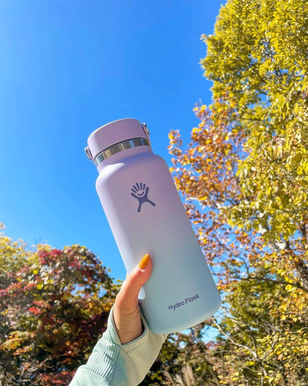 SÜMIREさんのインスタグラム写真 - (SÜMIREInstagram)「. 最近愛用している @hydroflask.jp のマイボトル🌼 11/3、明日から発売される限定ボトルで 南極の空の美しさをイメージされたカラーなんだって😍 私の大好きな色(すみれ色とターコイズブルー)の グラデーションが可愛すぎる🥹💜💙 32ozで約1ℓ入るから、今日の登山でも大活躍！ ステンレス製だから保温力も高く ストラップも付いて持ち運びもとっても便利✨ 是非チェックしてみてね🥰 . @hydroflask  @hydroflask.jp  #hydroflask#mybottle#eco#bottle #limitededition#ハイドロフラスク#マイボトル」11月2日 15時51分 - 12_sumiregram_26