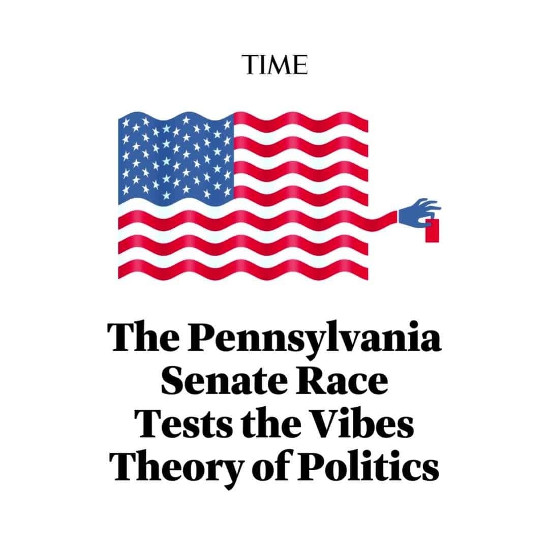 のインスタグラム：「John Fetterman is a vibe guy, writes @charlottealter.  It’s the salt-and-pepper goatee and the tattoos, the shorts and Carhartt sweatshirts instead of suits, the campaign merch with local slang like "yinz." (That’s Pittsburgh for y’all.) If the Pennsylvania lieutenant governor and Democratic Senate nominee is able to prevail in November, it will be thanks to his everyman vibe.  The race in Pennsylvania between Fetterman and Dr. Mehmet Oz could determine control of the Senate, and for much of it, Fetterman had the clear edge when it came to vibes. But at the candidates’ lone televised debate on Oct. 25, the vibes on display were very different.  Fetterman suffered a stroke in May, and has been dealing with the lingering effects of what his doctor calls an “auditory-processing disorder.” Even with the aid of closed captioning, he struggled mightily to string basic sentences together. Suddenly, a contest the Fetterman campaign had cast as a Pennsylvania native son vs. a slick huckster seemed to morph into a race between a stroke survivor grasping for words and an articulate doctor with plenty of them.  If Fetterman is able to eke out a win in November despite the debate disaster and the political headwinds buffeting the Democrats, it will be a validation of his central political insight. You might call it the Vibes Theory of Politics.  Tap the link in our bio to read more. Illustration by @dan.page for TIME」