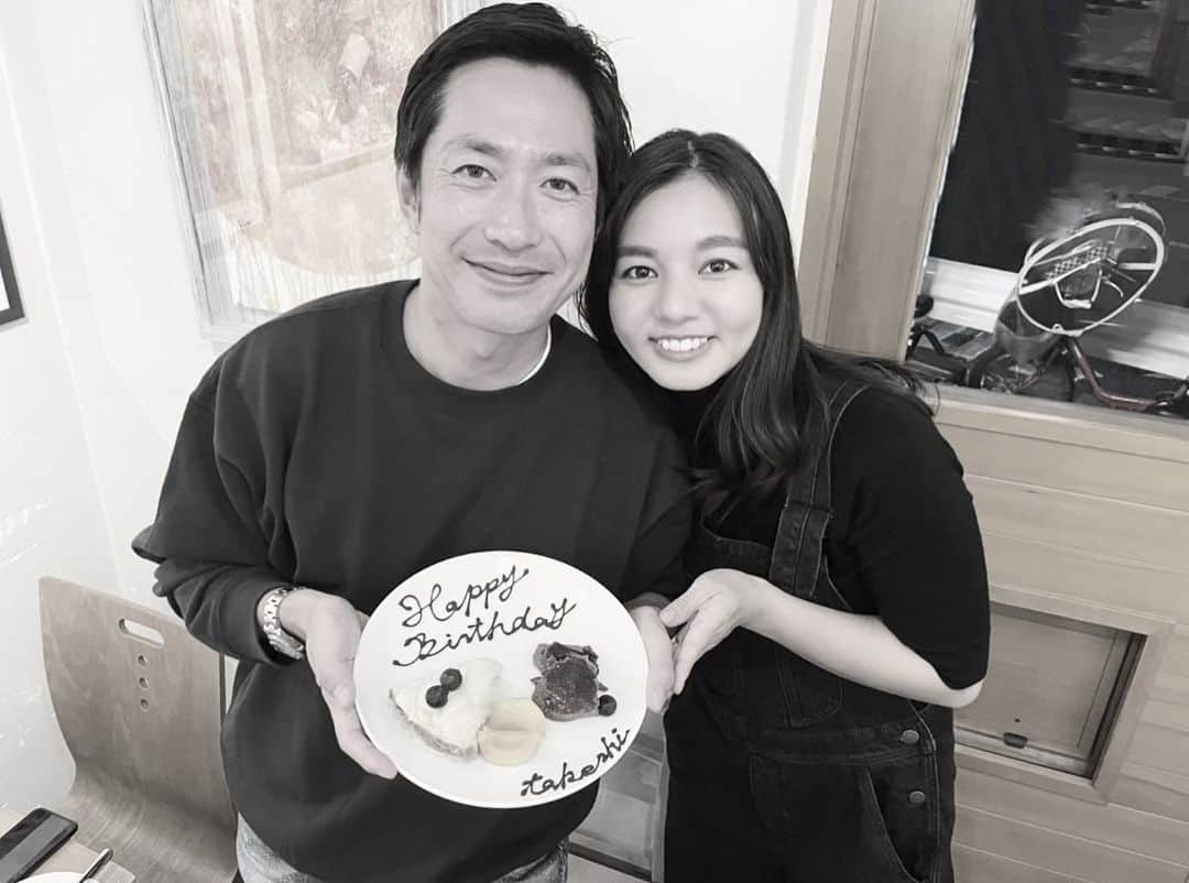 にわみきほのインスタグラム：「🎂  @tanaka_ta_ke_shi  お誕生日おめでとう❤️‍🔥  #久しぶりの2ショット👫」