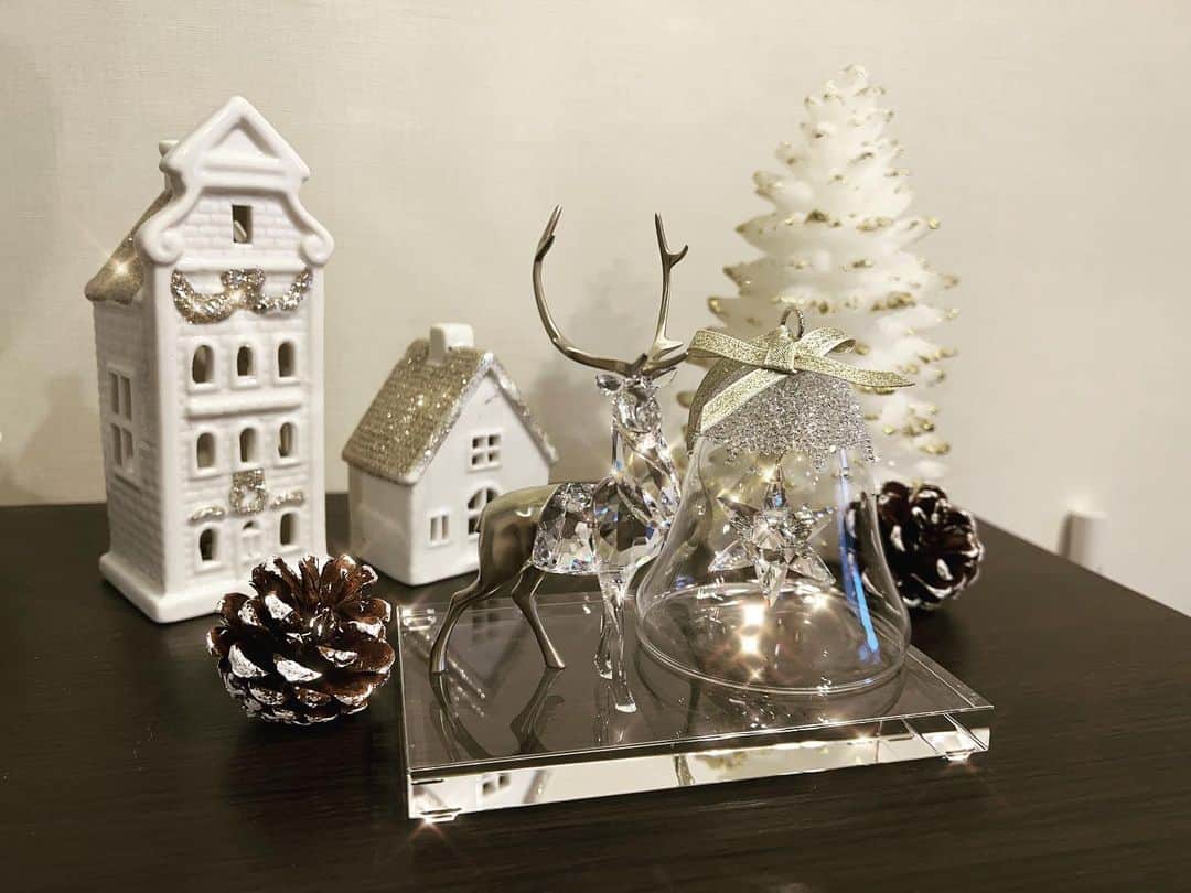 柴田嶺のインスタグラム：「イベントの中でクリスマスが一番大好きだから11月入ったらいつも速攻飾るクリスマスの飾り✨ 今年は大好きなスワロフスキーをリビングに飾って癒されようと思います💎  #swarovski#christmasdecoration#christmas#crystals#スワロフスキー#クリスマスデコレーション#季節」