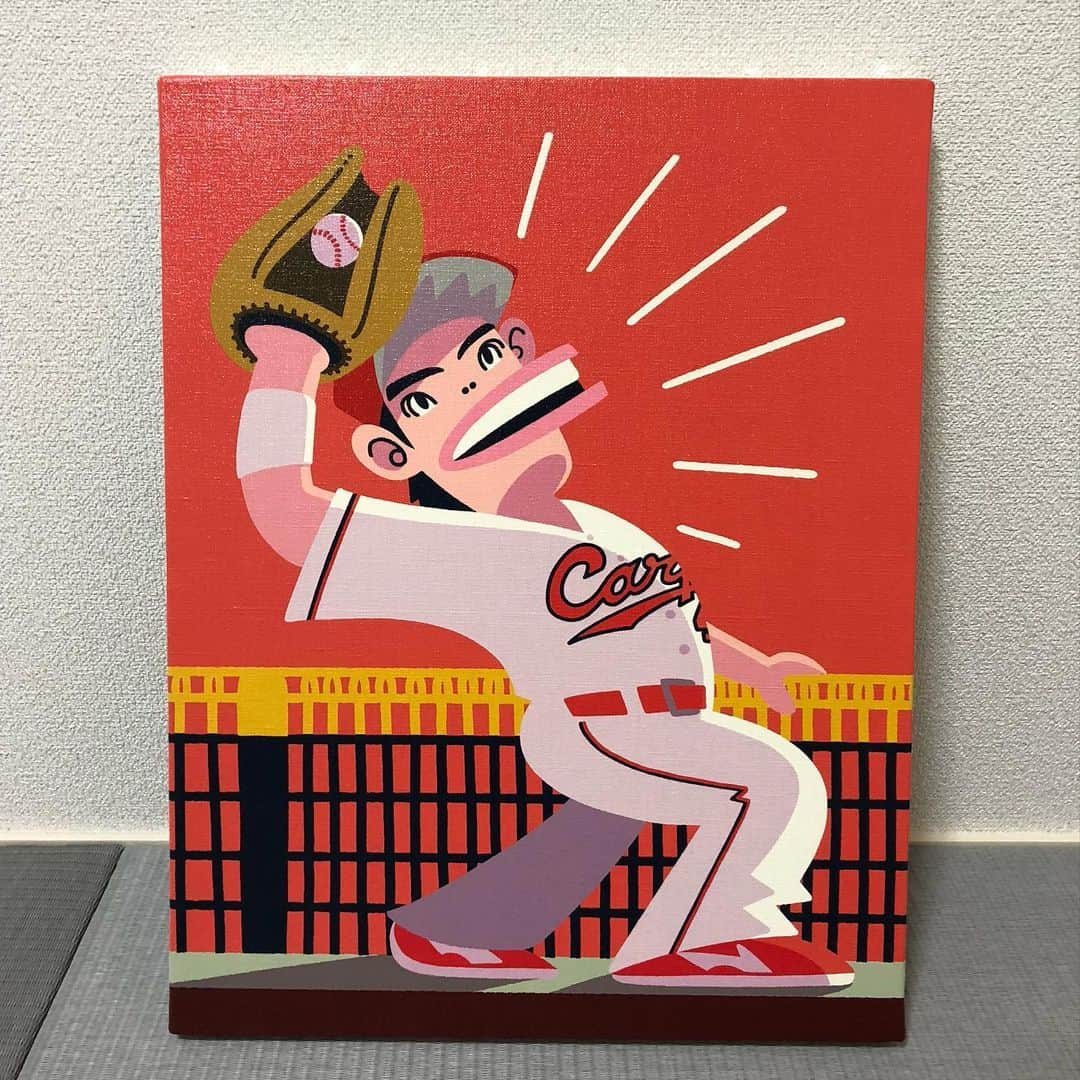 天谷宗一郎のインスタグラム：「我が家に初めてアートがやってきた！！！ イラストレーターりおたさんに描いてもらいました。 似てますよね〜。 #イラストレーター #りおた さん #大感動 #家宝が増えました #天谷宗一郎」