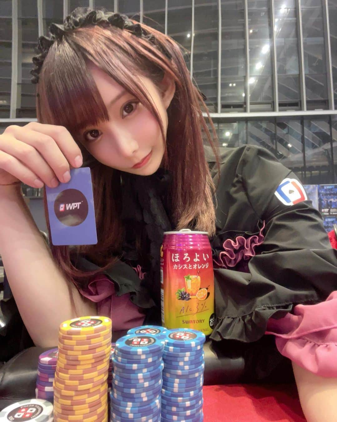 花咲来夢のインスタグラム：「WPT（World Poker Tour）といふ ﾎﾟｫｶｧ大会に出ています😀♠️♥️✨ めちゃたのしー😆  優勝人生目指して頑張るぞぃ😍❗️  ほろよいﾎﾟｫｶｧ人生❣️❣️   #ﾎﾟｫｶｧ人生  #wpt」