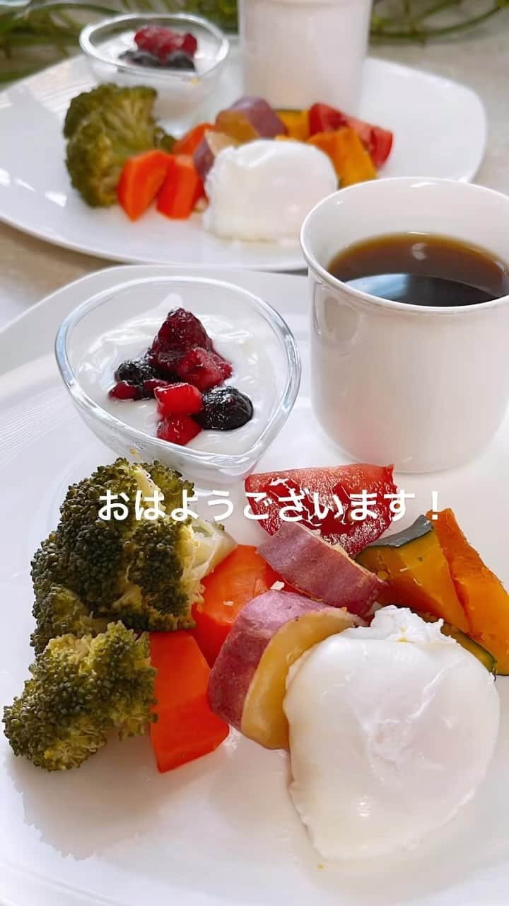 のインスタグラム：「名古屋20℃☀️ おはようございます！ 今朝は青空が広がった晴れ。 空気は冷んやりで肌寒いです。 日中は日差しがよく届いてお洗濯日和になります。 夜はまた冷えますので風邪など引かないよう気をつけてくださいね！ 今日も頑張って行ってらっしゃい😊❤️ #おはようございます#モーニング#朝食 #goodmorning #breakfast  #akitainu #dogsofinstagram  #秋田犬#秋田犬マグ#おはようマグ #温野菜#フルーツヨーグルト #ホットコーヒー#カフェオレ#珈琲 #水谷雅子#水谷雅子beautybook50の私 #水谷雅子の美容の秘訣シリーズ」