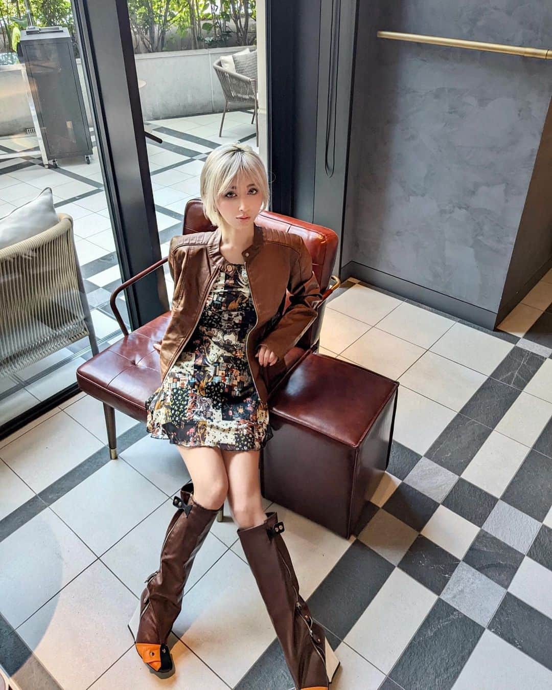 美咲あいりのインスタグラム：「_ 𝐒𝐇𝐄𝐈𝐍 𝟏𝟏𝟏𝟏  ⁡ ⁡ ⁡ COUPON CODO 【 SGFairi 】 ⁡ ⁡ ▫️Apperloth A Slant Pocket Zip Up PU Leather Jacket 　　4220706 ▫️MOD Patchwork Print Cami Dress 　　11521302 ▫️Multicolor Knee High Zip Up Chunky Heel Boots 　　11385393 ⁡ ⁡ ⁡ @sheinofficial @shein_japan  #SHEIN #SHEINforall #OOTD #SHEIN1111sale #SHEINgoodfinds」