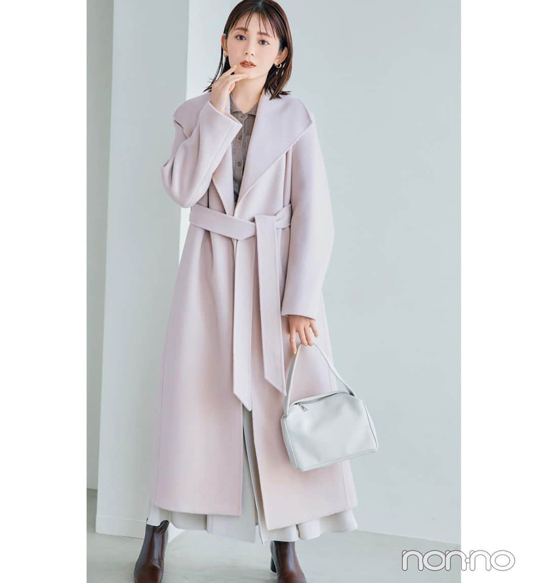 久間田琳加のインスタグラム：「non-no今月号もよろしくお願いします🕊♡ 私も勉強になったアウター企画の写真を❄️ アウター選びの参考にしてみてくださいね〜🫧 #nonno #ノンノ #りんか丈」