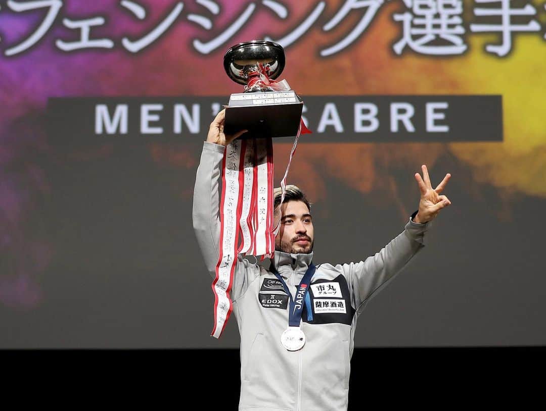 のインスタグラム：「Back on Top.  Now 3️⃣❎🏆  Thank you for those who came out to watch the 75th All-Japan Fencing Championships. Appreciate the support and energy!」