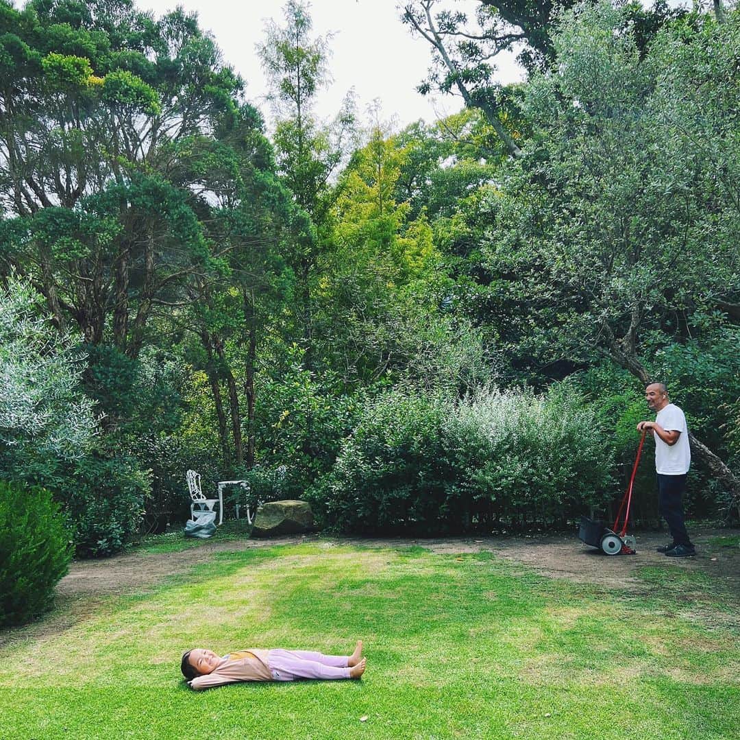 石野千尋さんのインスタグラム写真 - (石野千尋Instagram)「Dream garden @studio_ogawasanchi 🌲  大好きな小川家に遊びに行ってきました🏡  裸足で芝生の上を駆け回り、突然寝転んで青い空を眺めながら目を瞑るむすめ。気持ちいいこと、知ってるんだね。 木のブランコがあるお庭、最高！また行きたい！と何度も言っていました。  赤ちゃんズはチクチクを少し嫌がってはいたものの、最終的にはハイハイしてかなり楽しんでたのも良い経験！  数年前、雑誌連載の撮影を担当していた頃はまだまだ小さかった @studio_ogawasanchi のキッズたち。もうすっかりティーンになり、子どもの面倒を見るのが本当に上手で優しくて🤭おばちゃんは感動です。ありがとう♡  そしていつも温かく迎えてくれる小川ファミリー、大好きです❤️  #garden #photographer #holiday #kids #studioogawasanchi #🌲」11月7日 11時16分 - chihiroishino