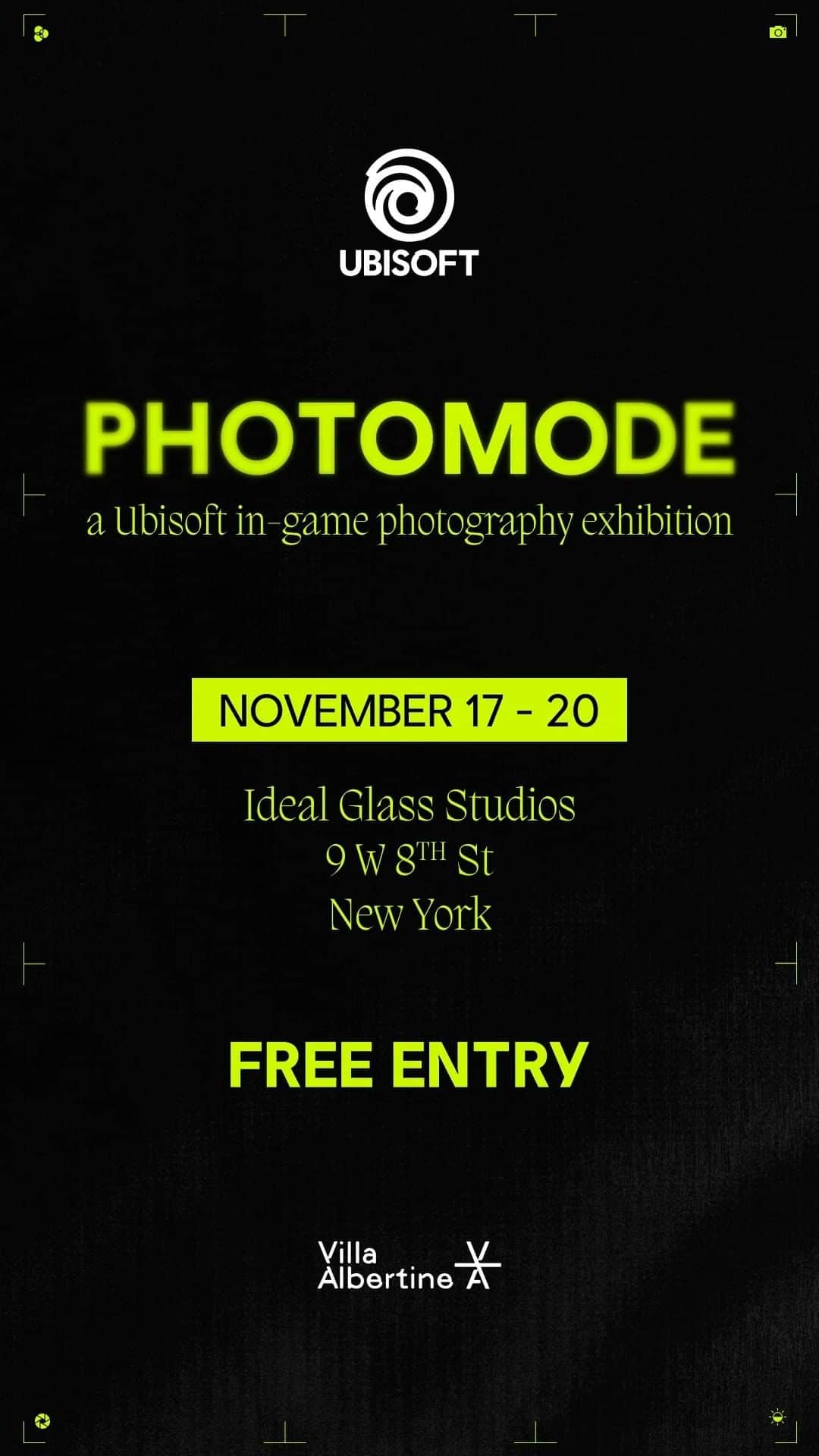 Ubisoftのインスタグラム：「Get ready for our #UbisoftPhotomode exhibition!  We'll announce our talented winners on November 16 and join us for the FREE exhibition in New York from November 17-20. See our highlighted story!」