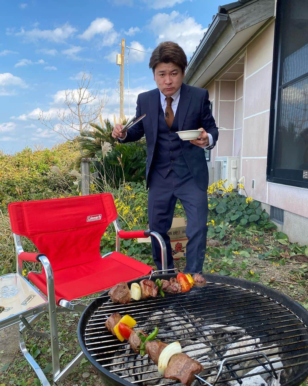 山口提樹のインスタグラム：「2人バーベキュー中🍖 #メンバー #バーベキュー #youtube撮影 #島根 #デルマーレキアーミ」