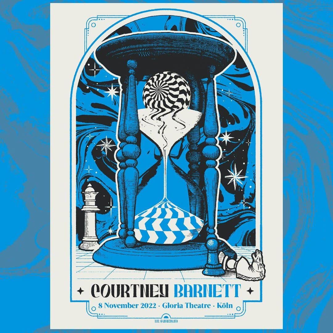 コートニー・バーネットのインスタグラム：「Köln tonight at the Gloria Theatre! 7pm doors, 8pm @hachikumusic & 9pm CB. Poster by @jofreconjota available at the merch desk 💙」
