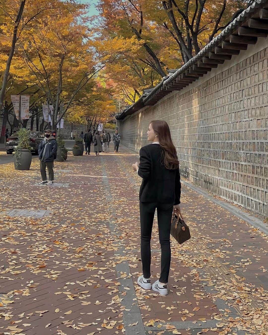 山田悠希のインスタグラム：「🍁 * 韓国は、写真撮り合いっこしてる人が多い気がする 街中で自撮り動画撮りながら歩いてる人もけっこういた🍁 思い出になるからいいよね〜🥺🥺 * #덕수궁#徳寿宮 #韓国旅行#紅葉」