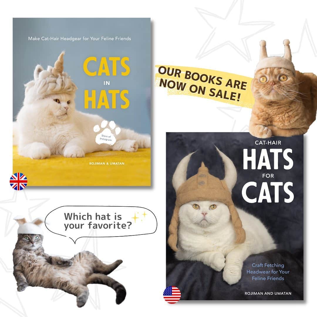 Ryo Yamazakiのインスタグラム：「A book on how to make hats for cats made of cat hair is now available.🎉 You can't help but smile at the sight of cats wearing the hats!😄  There are two versions of the book on sale: an American version and a British version.🇺🇸🇬🇧 You can access the shopping site from the link in the profile.  Powell's Books, the world's largest independent bookstore in Portland, USA, has chosen our book as their recommended gift book. ✨ If you want to make your loved ones happy or surprise them, please give this book as a gift.🎁  #cathairhatsforcats #catsinhats #tenspeed #penguinrandomhouse  #pavilionbooks  #rojimanandumatan #cat #scottishfold #catstagram #catsofinstagram #instacat #猫 #ねこ #ネコ #猫部 #ふわもこ部 #スコティッシュフォールド #白猫 #しろねこ #茶トラ  #抜け毛帽子 #抜け毛貯金 #抜け毛アート #ねこかぶり」