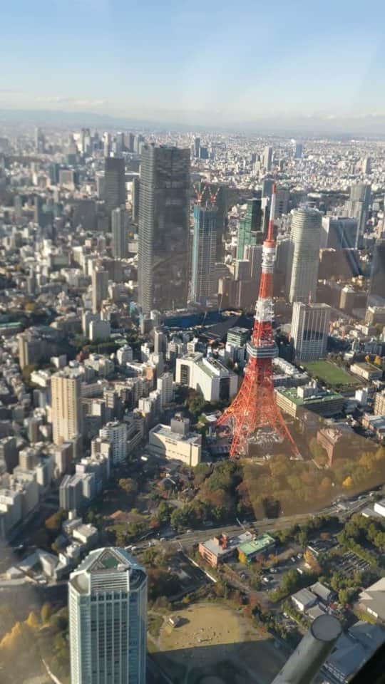 桜井彩のインスタグラム：「リアルソアリン🚁  #ヘリコプター #東京タワー #皇居 #スカイツリー」