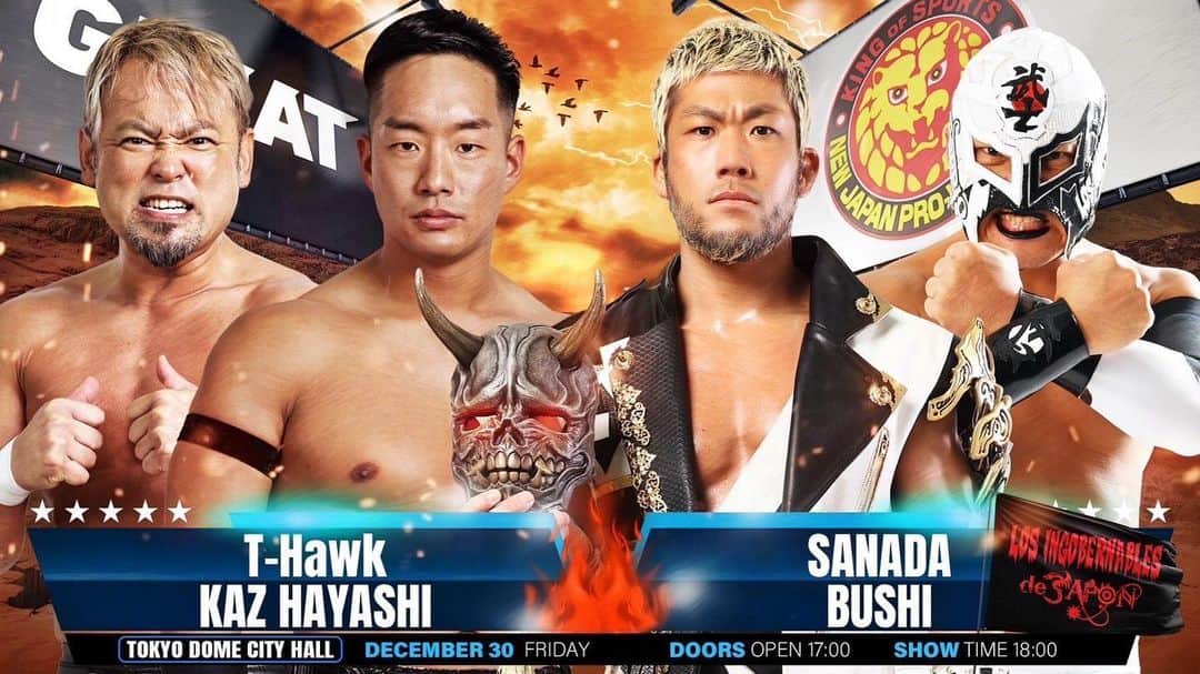 のインスタグラム：「#ロスインゴ  #GLEAT対戦カード  🛎#GPRO セミファイナル 特別試合 T-Hawk カズ・ハヤシ 🆚 SANADA BUSHI (LOS INGOBERNABLES de JAPON)  12.30 (金) 開場：17:00　 試合開始：18:00  TOKYO DOME CITY HALL #TDCH  GLEAT Ver.4 ent.lidet.co.jp/event/detail.p…  l-tike.com/sports/GLEAT/ pia.jp eplus.jp/gleat/    #njpw #GLEAT  #LIDET」