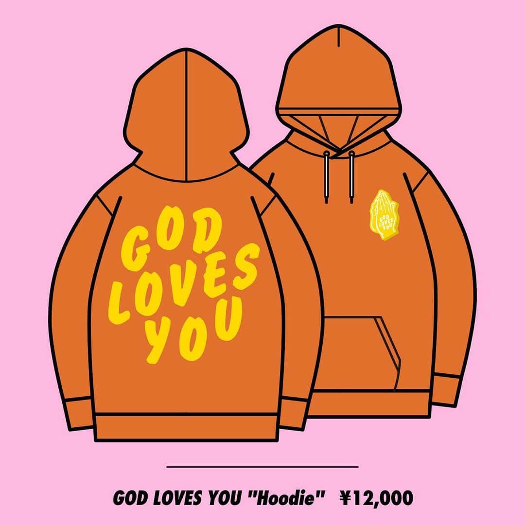 SALUのインスタグラム：「GOD LOVES YOU“Hoodie”  (Orange / White)：12,000円（税込）  M	：着丈73 / 身巾60 / 肩巾56 / 袖丈61 L	：着丈75 / 身巾62 / 肩巾57 / 袖丈62 XL	：着丈77 / 身巾65 / 肩巾59 / 袖丈64  ▷販売時間 16:00~19:00　および　終演後30分  ▷支払方法 現金決済のみ  ※チケットをお持ちでない方もグッズを購入することが出来ますが、 チケットをお持ちの方を優先させて頂く場合もあります。予めご了承ください。 ※早期に売り切れになる場合があります。ご了承下さい。」