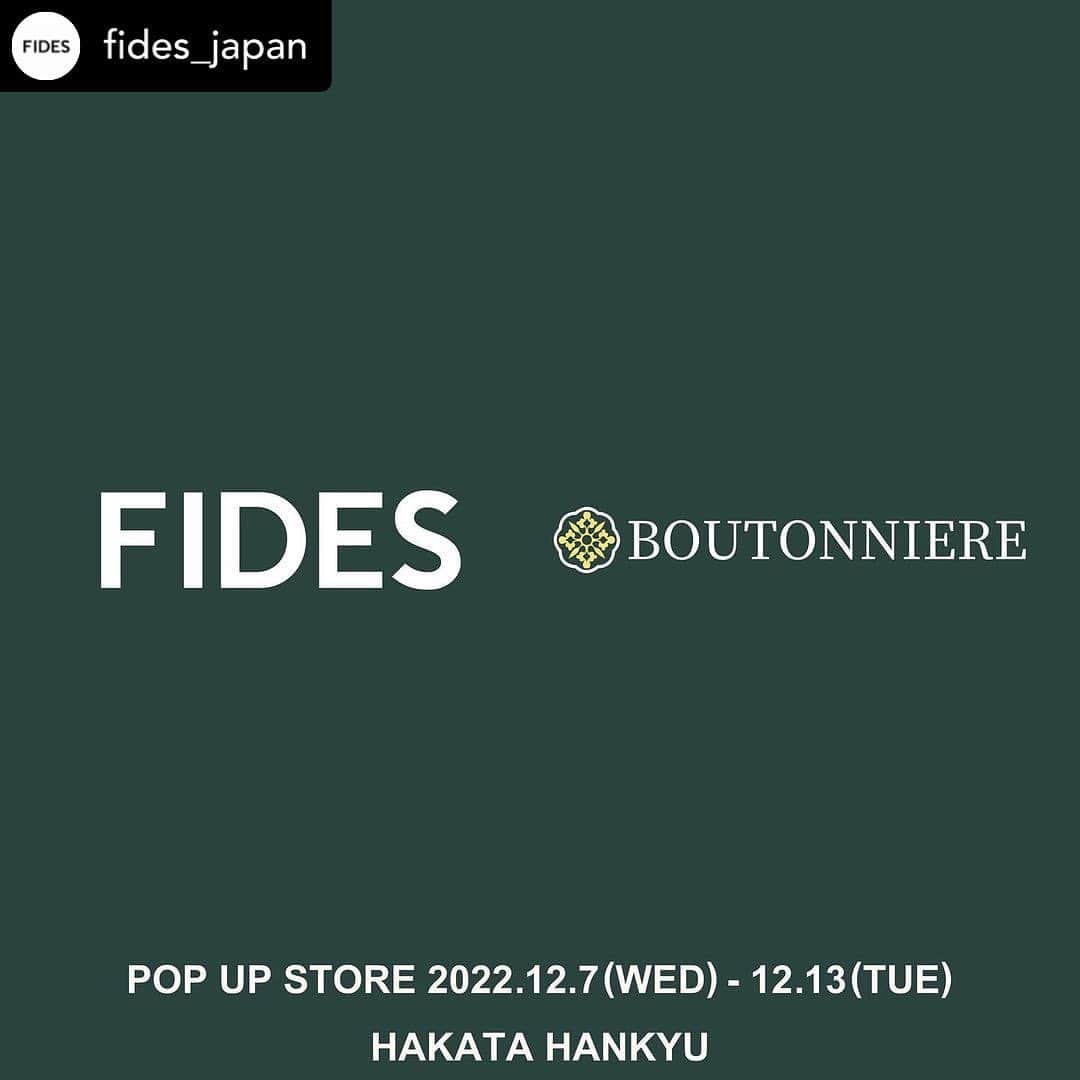 小林久晃のインスタグラム：「明日から博多阪急 1F メディアステージにて、FIDES POP UP STOREが始まります。今年最後の催事となります。 @boutonniere_kurumesweets とのタイアップイベントにもなっております。 ぜひお近くにお越しの際はお立ち寄りください。  Posted @withrepost • @fides_japan . 【POP UP STORE】 いつもFIDESをご愛顧頂き誠にありがとうございます。 この度、博多阪急1F メディアステージにてFIDES POP UP STOREを開催いたします。期間は12/7(水)から12/13(火)の7日間です。冬物の新作やFIDES GOLFのアイテムも多数ご準備しております。 今回は期間限定で大人気のチーズケーキ専門店『BOUTONNIERE(ブートニエール)』さんとタイアップさせていただき、チーズケーキの販売ブースを設けさせていただくことになりました。 更に、20,000円(税込)以上お買い上げのお客様には、ノベルティもご準備しておりますので、是非この機会にお立ち寄り下さい。 新商品、ノベルティの詳細につきましては、追って告知させていただきます。 皆様のご来店をスタッフ一同心よりお待ちしております。 ⁡ ■ 「BOUTONNIERE(ブートニエール)」 昨年7月に久留米にオープンしたチーズケーキ専門店「BOUTONNIERE(ブートニエール)」。今年7月には福岡の平尾店がオープン。全国からお客様にご来店頂き、開店後数時間で完売、インスタグラムは1.7万人のフォロワーを誇ります。不動人気のプレーンタイプ、贅沢な味わいのプレミアムピスタチオ、季節限定の商品を多数ご用意しております。一度食べると忘れられないとろっとなめらか濃厚チーズケーキをこの機会に是非ご賞味下さい。 Online Store：https://boutonniere-kurumesweets.com/ Instagram 久留米本店 : @boutonniere_kurumesweets Instagram 福岡平尾店：@boutonniere_fukuoka ⁡ ■FIDES POP UP STORE  期間：12/7(水) - 12/13(火) 営業時間：10:00 - 20:00  ＊最終日は18時に終了とさせていただきます。 ⁡ 場所：博多阪急 1F メディアステージ 〒812-0012 福岡市博多区博多駅中央街1番1号 092-461-1381(代表) @hankyu_hakata_mens_creators  ⁡ ⁡ お問い合わせ TEL： 092–707-2664 MAIL：info@fidesjapan.com 営業時間　12:00 - 19:00 ⁡ #hakatahankyu #popup #FUKUOKA #HAKATA #FIDES #FIDESGOLF  #boutonniere  ⁡ ⁡ ⁡」