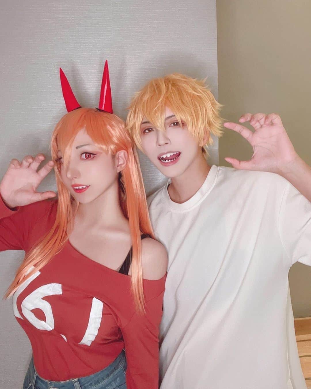 千尋のインスタグラム：「早川家 合體✨  #鏈鋸人 #ChainsawMan #帕瓦 #power #powercosplay  #chainsawmancosplay #デンジ」